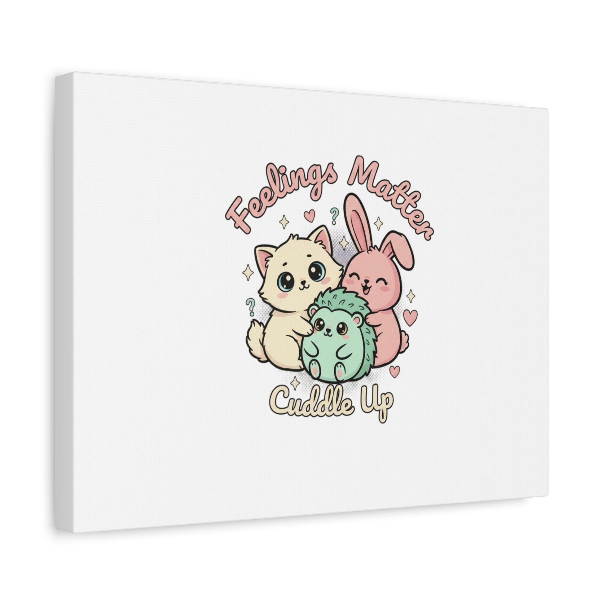 Feelings Matter Cuddle Up Canvas | Tiny Animals, Emotive Cute Animal Art - AKYCO