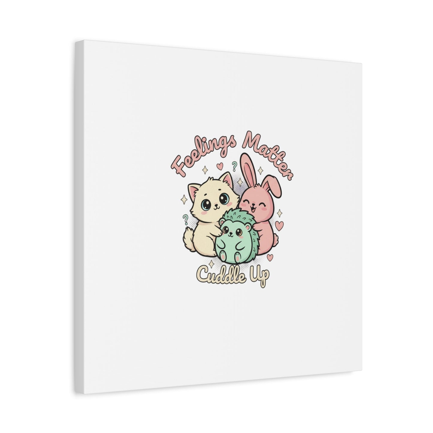 Feelings Matter Cuddle Up Canvas | Tiny Animals, Emotive Cute Animal Art - AKYCO