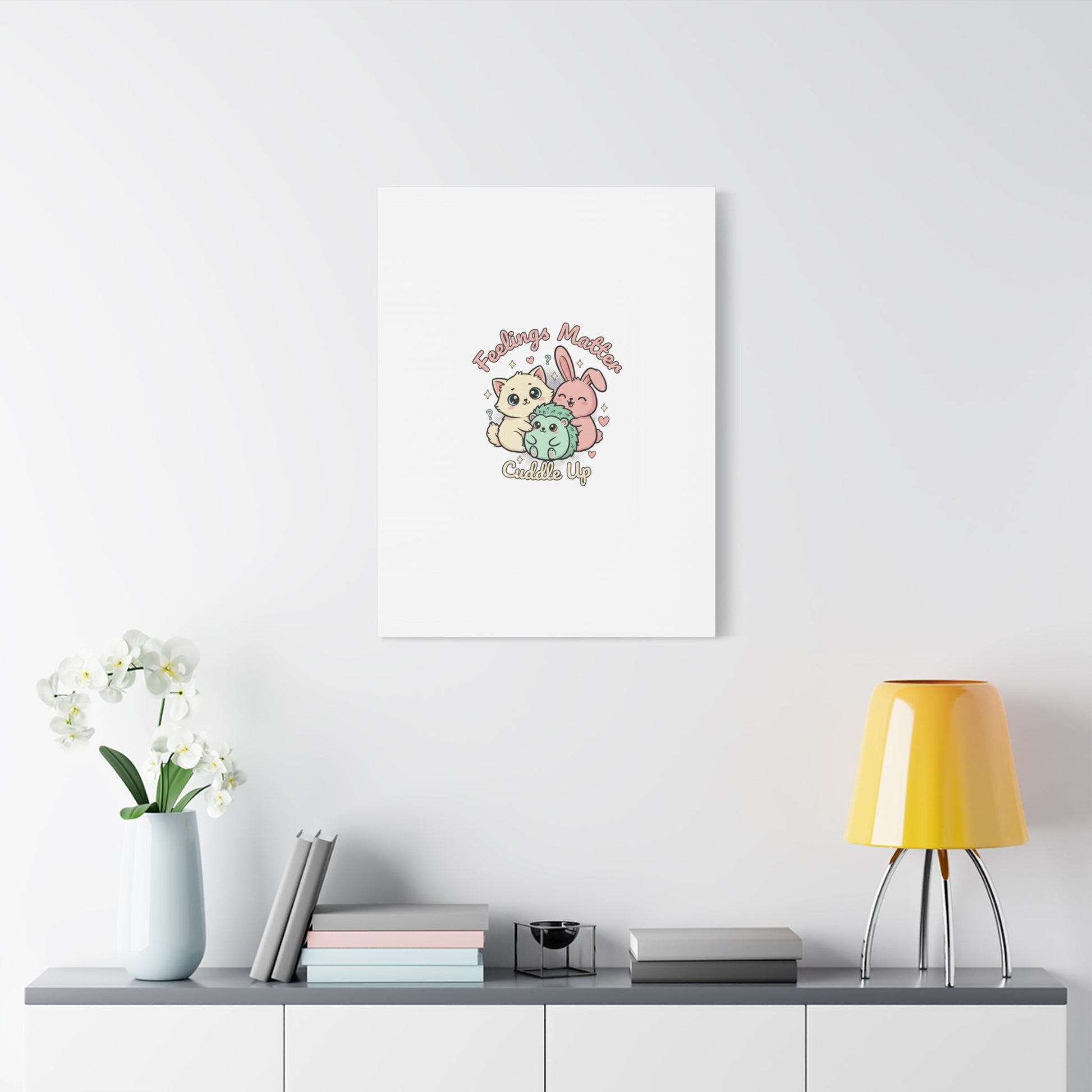 Feelings Matter Cuddle Up Canvas | Tiny Animals, Emotive Cute Animal Art - AKYCO