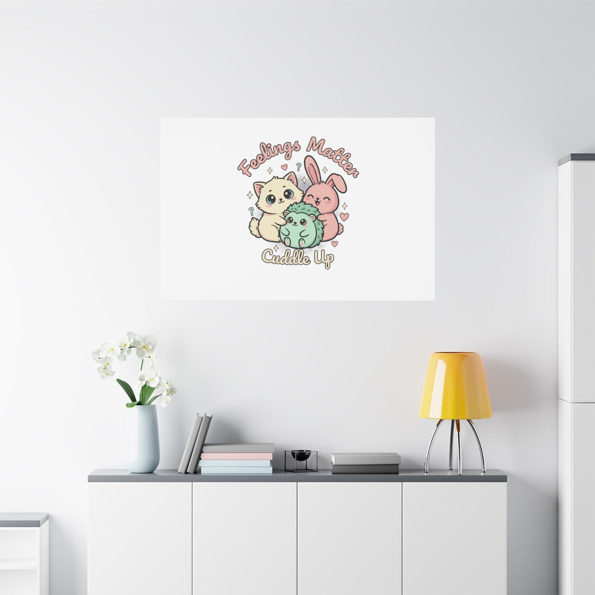 Feelings Matter Cuddle Up Canvas | Tiny Animals, Emotive Cute Animal Art - AKYCO
