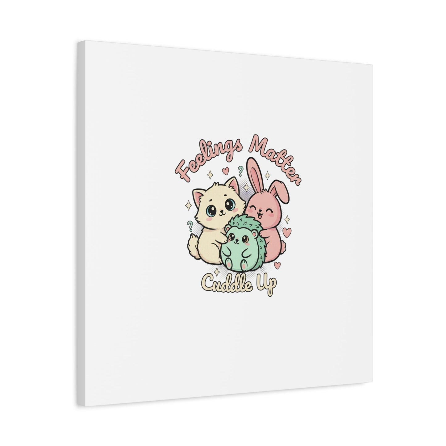 Feelings Matter Cuddle Up Canvas | Tiny Animals, Emotive Cute Animal Art - AKYCO