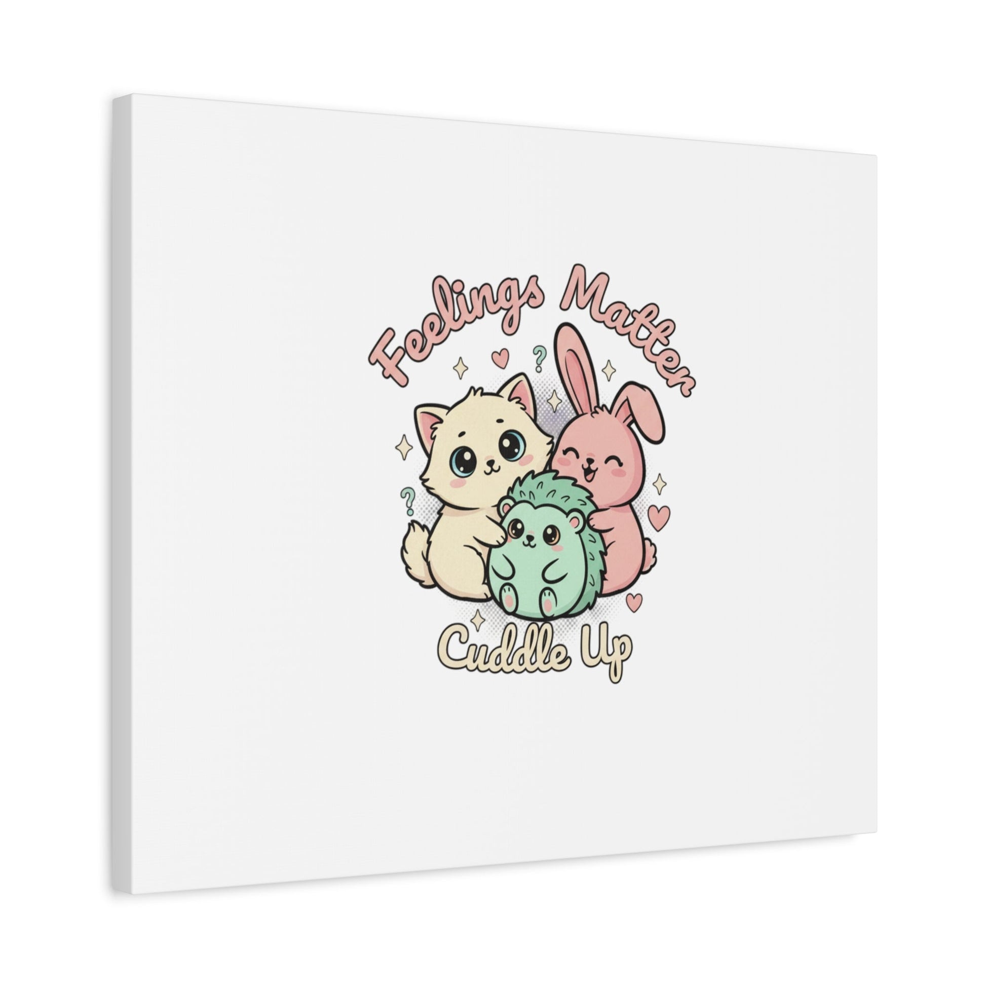 Feelings Matter Cuddle Up Canvas | Tiny Animals, Emotive Cute Animal Art - AKYCO
