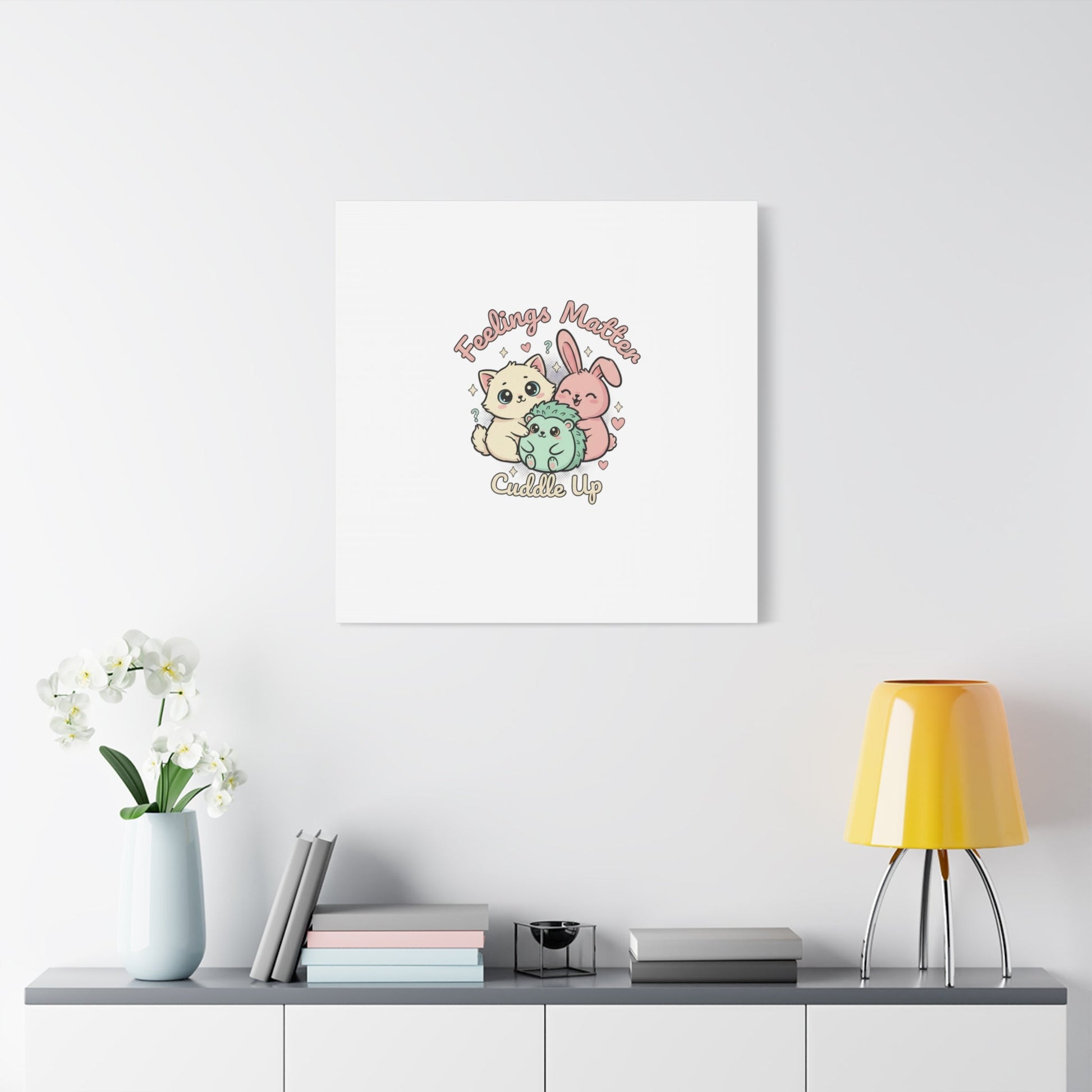 Feelings Matter Cuddle Up Canvas | Tiny Animals, Emotive Cute Animal Art - AKYCO