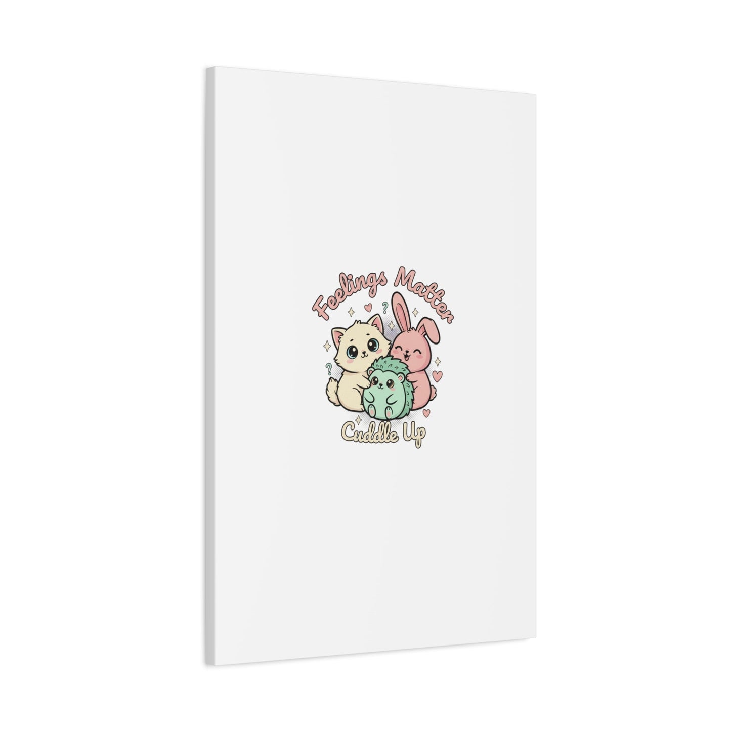 Feelings Matter Cuddle Up Canvas | Tiny Animals, Emotive Cute Animal Art - AKYCO