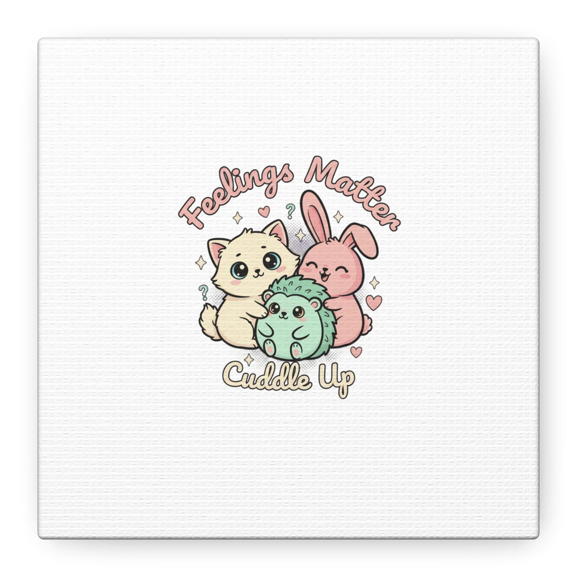 Feelings Matter Cuddle Up Canvas | Tiny Animals, Emotive Cute Animal Art - AKYCO