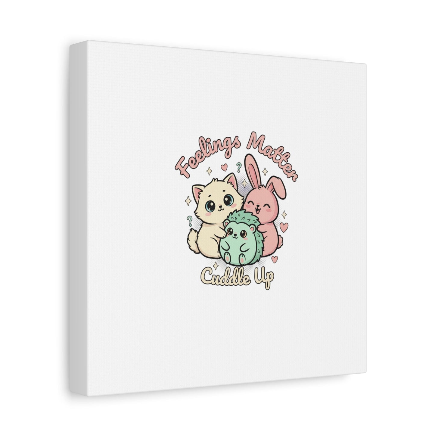 Feelings Matter Cuddle Up Canvas | Tiny Animals, Emotive Cute Animal Art - AKYCO