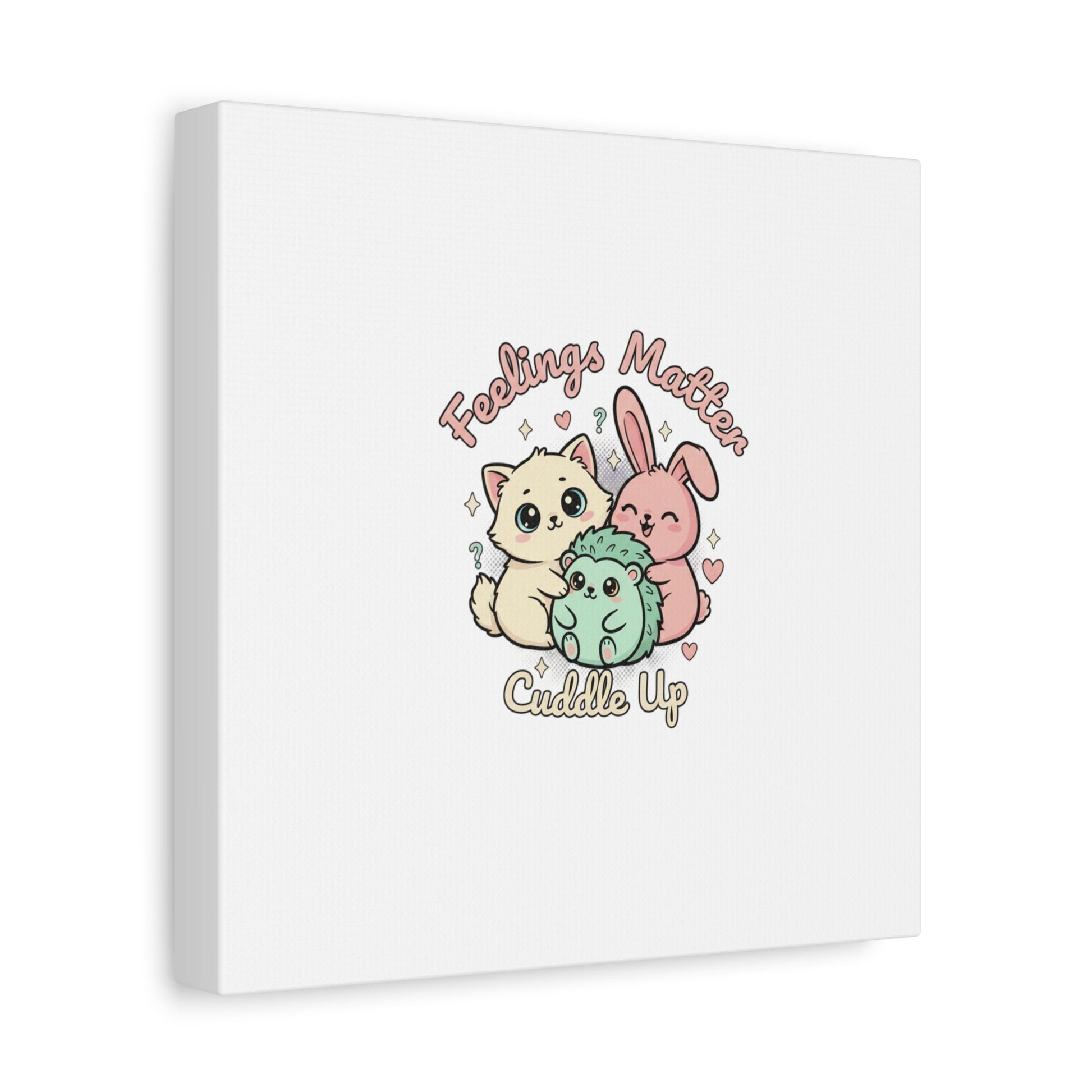 Feelings Matter Cuddle Up Canvas | Tiny Animals, Emotive Cute Animal Art - AKYCO