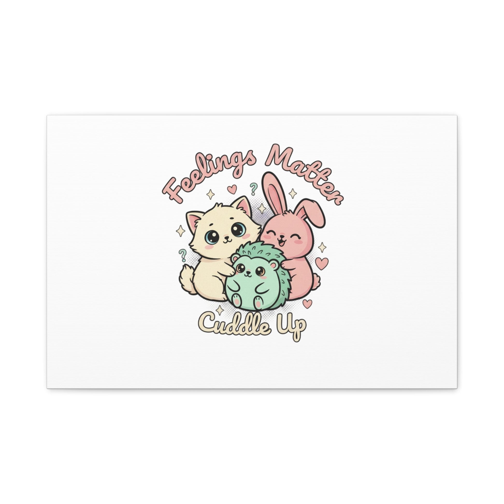 Feelings Matter Cuddle Up Canvas | Tiny Animals, Emotive Cute Animal Art - AKYCO