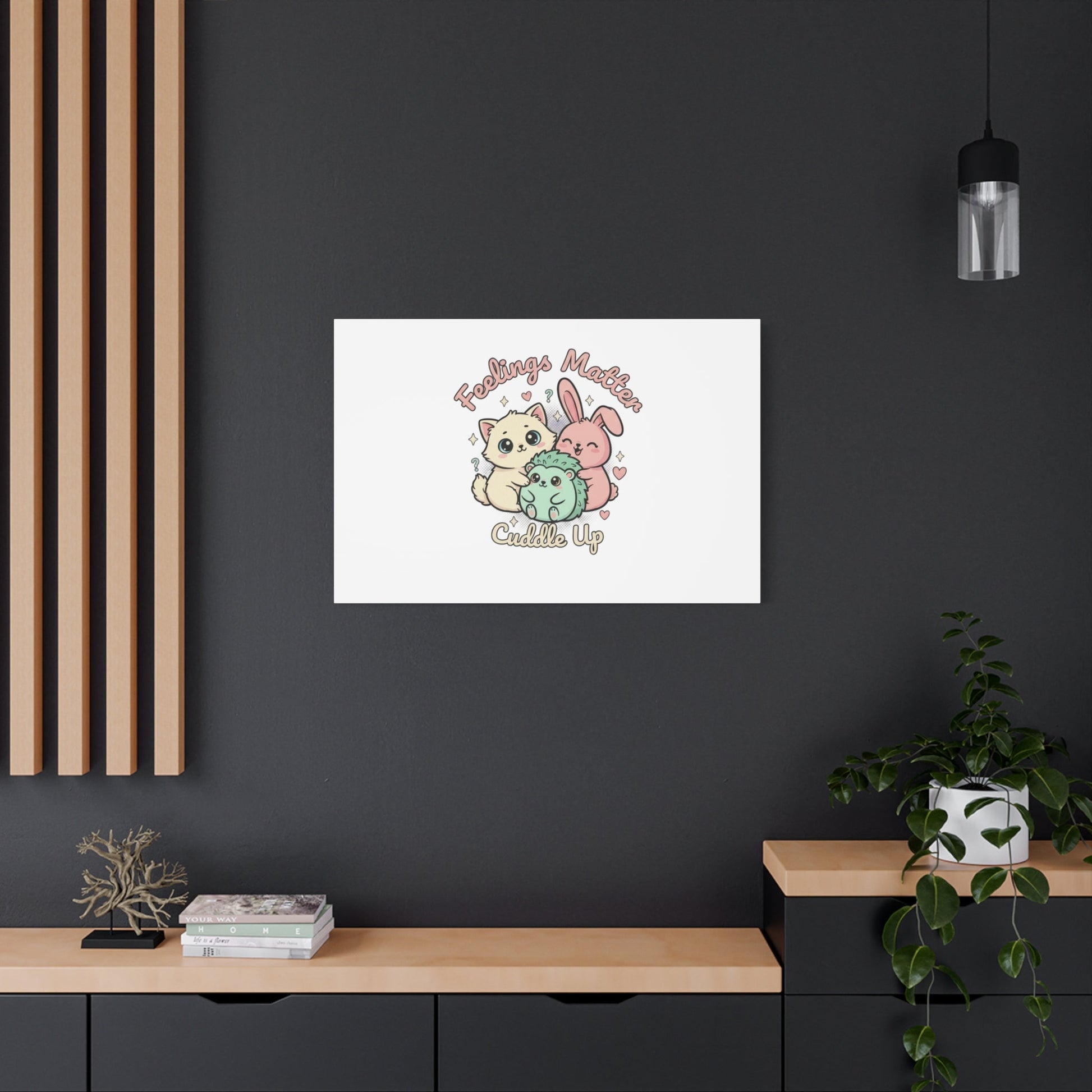 Feelings Matter Cuddle Up Canvas | Tiny Animals, Emotive Cute Animal Art - AKYCO