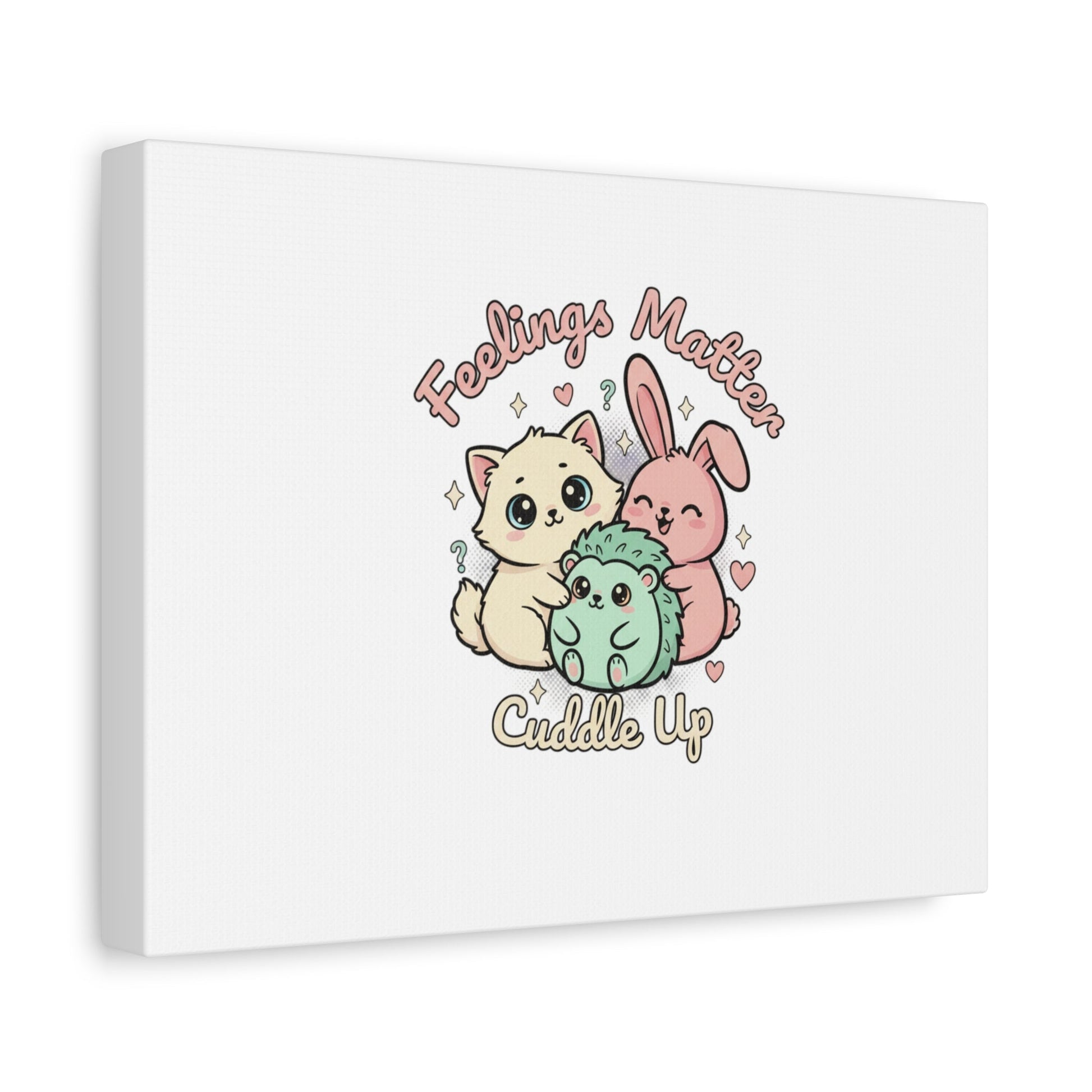 Feelings Matter Cuddle Up Canvas | Tiny Animals, Emotive Cute Animal Art - AKYCO