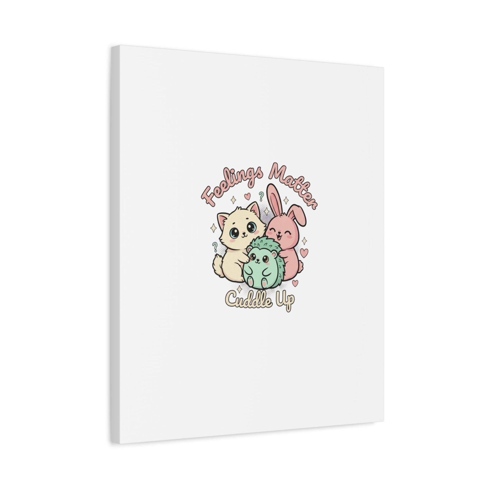 Feelings Matter Cuddle Up Canvas | Tiny Animals, Emotive Cute Animal Art - AKYCO