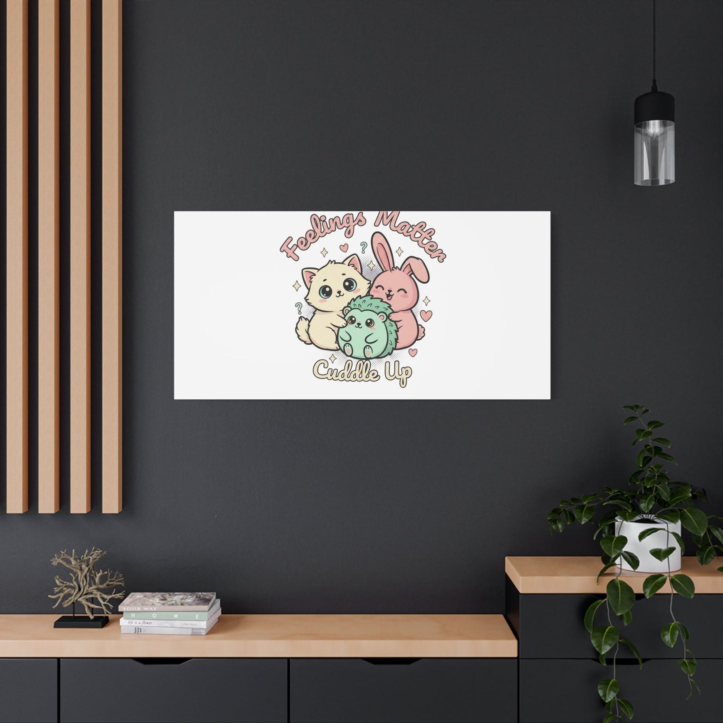 Feelings Matter Cuddle Up Canvas | Tiny Animals, Emotive Cute Animal Art - AKYCO