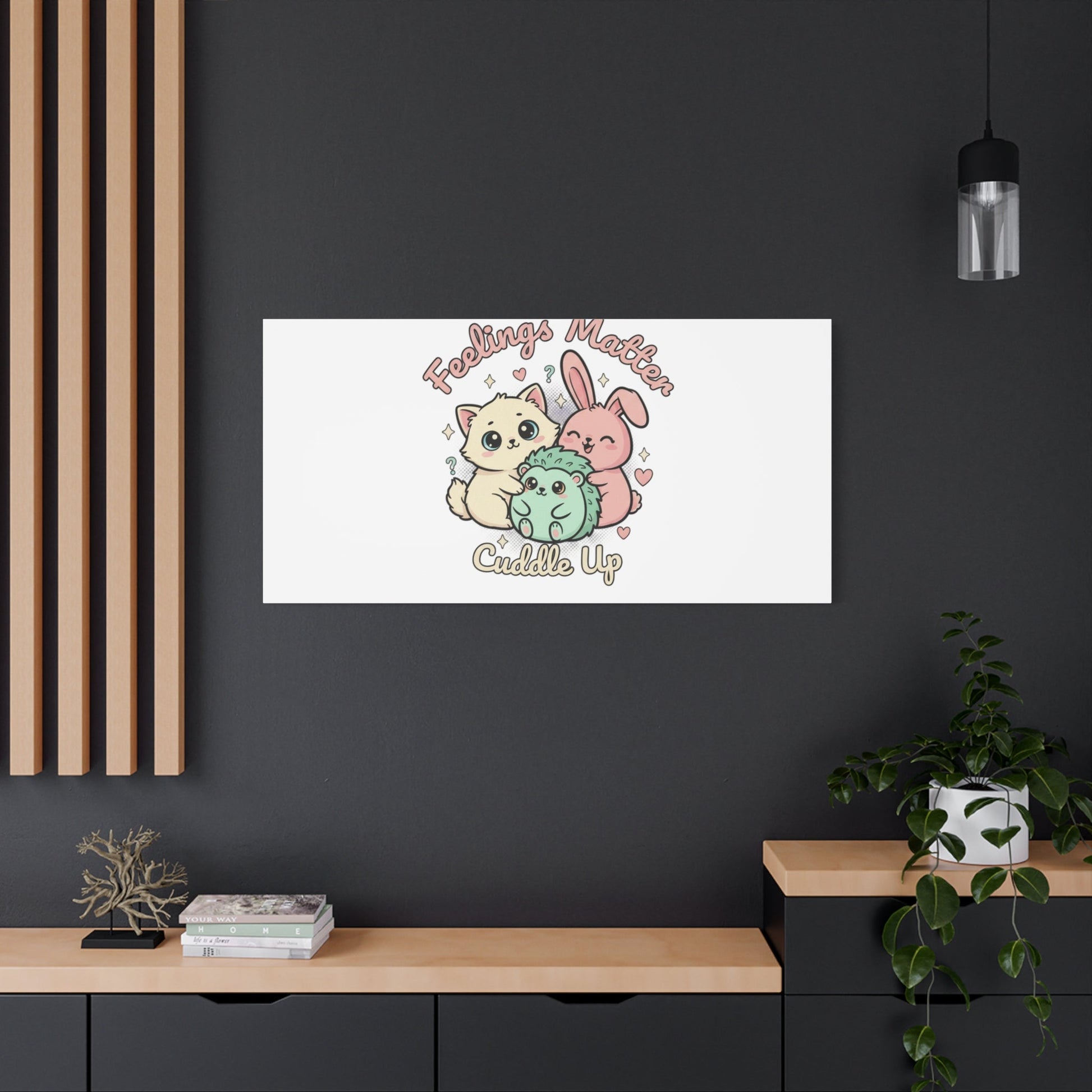 Feelings Matter Cuddle Up Canvas | Tiny Animals, Emotive Cute Animal Art - AKYCO