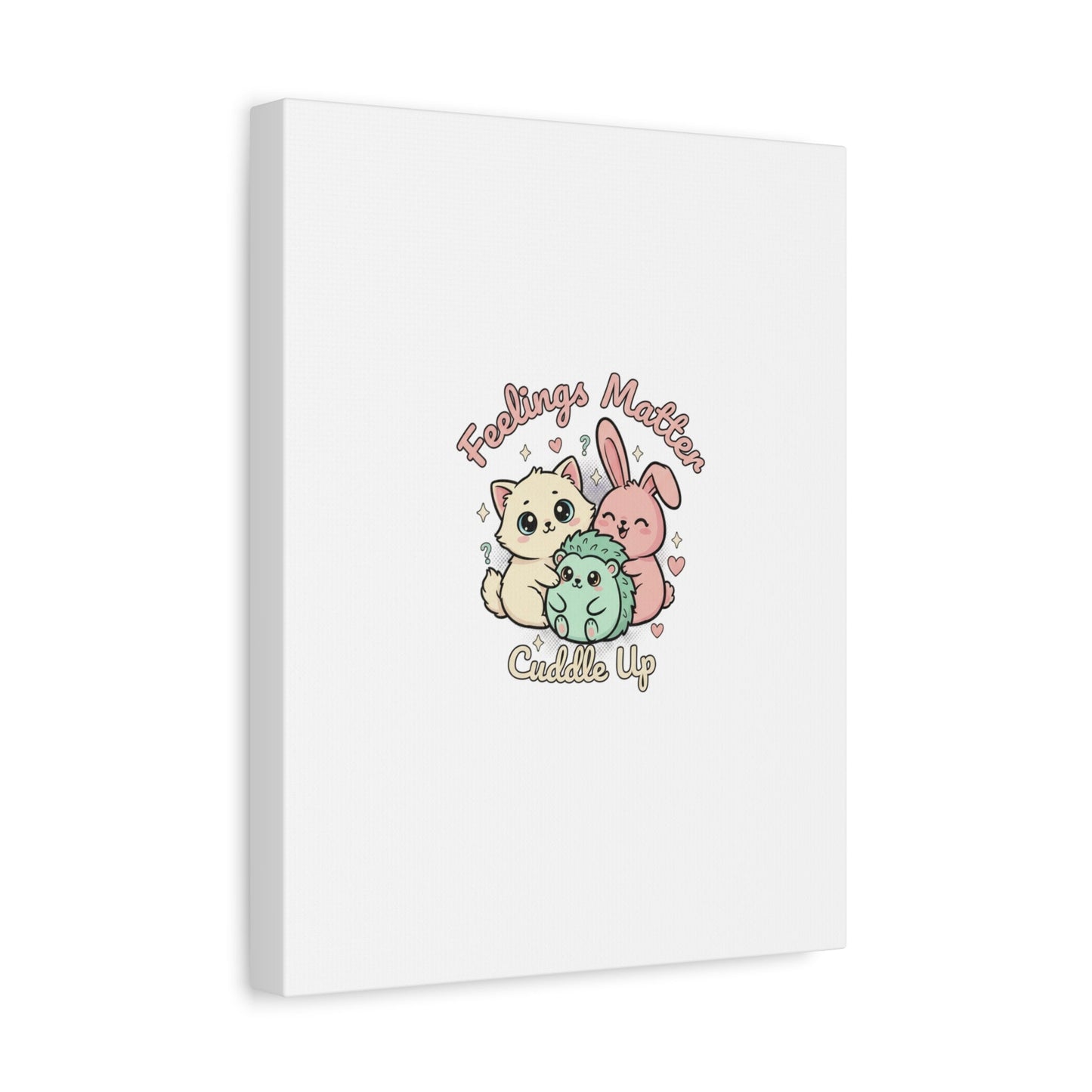 Feelings Matter Cuddle Up Canvas | Tiny Animals, Emotive Cute Animal Art - AKYCO