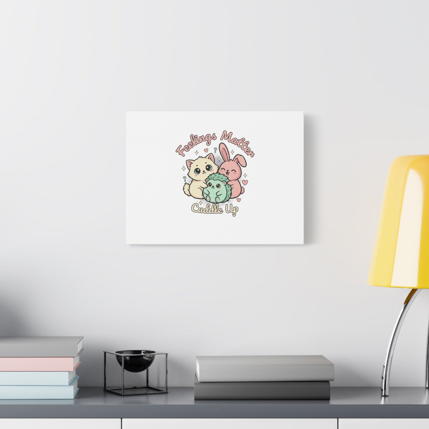 Feelings Matter Cuddle Up Canvas | Tiny Animals, Emotive Cute Animal Art - AKYCO