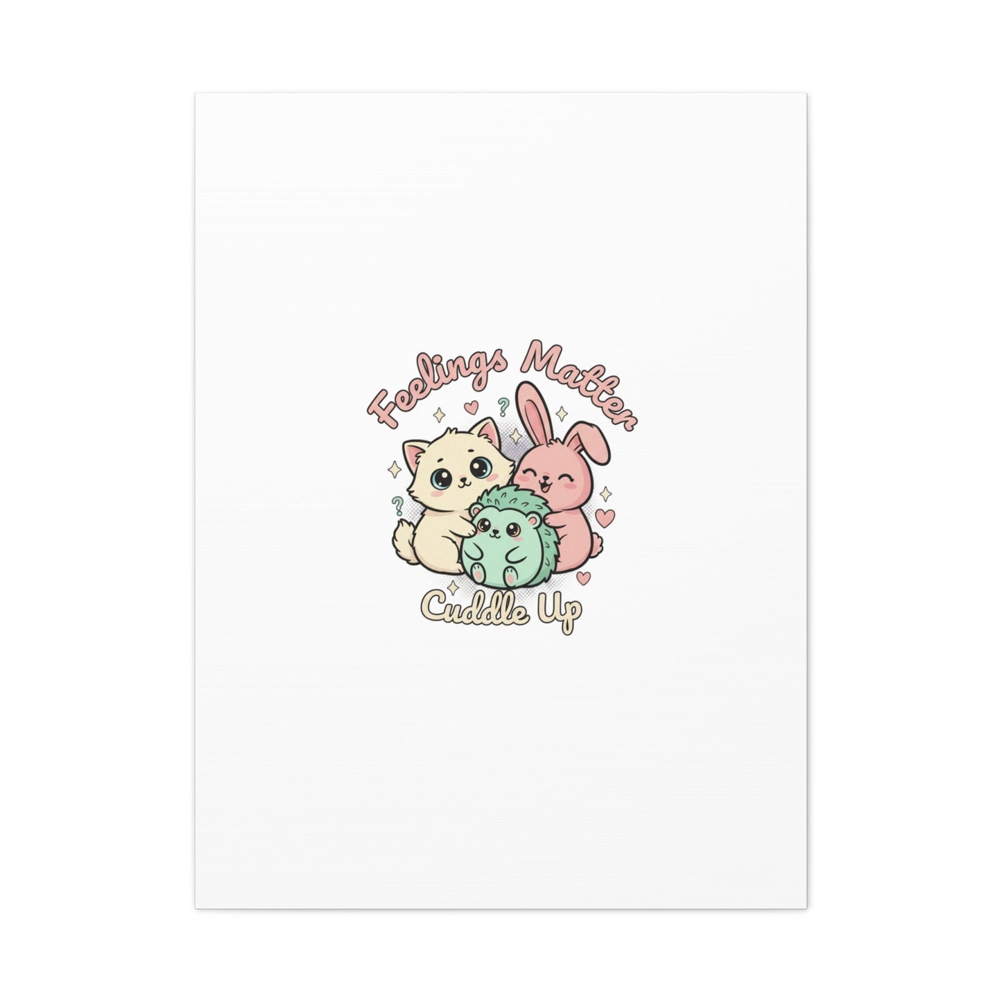 Feelings Matter Cuddle Up Canvas | Tiny Animals, Emotive Cute Animal Art - AKYCO