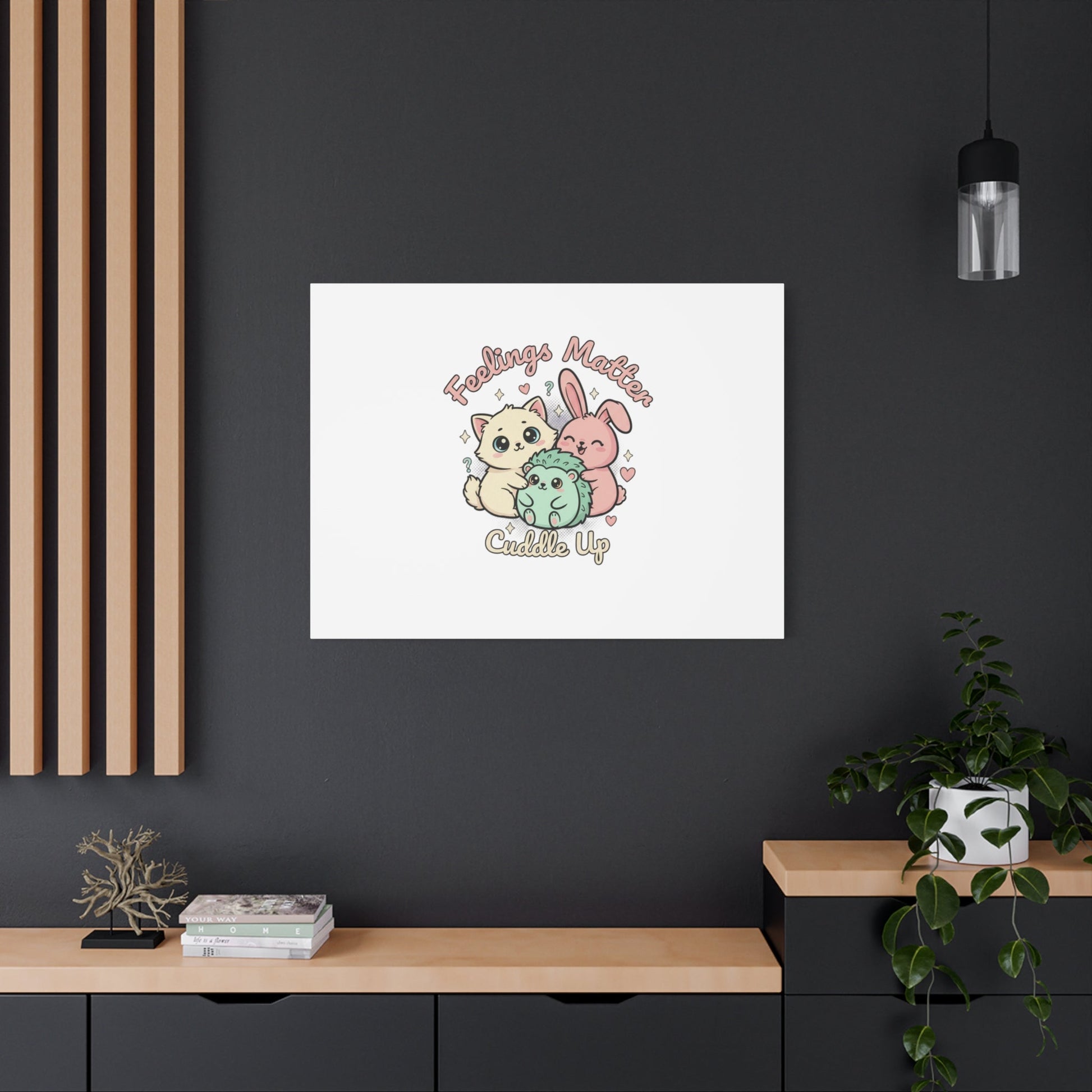 Feelings Matter Cuddle Up Canvas | Tiny Animals, Emotive Cute Animal Art - AKYCO