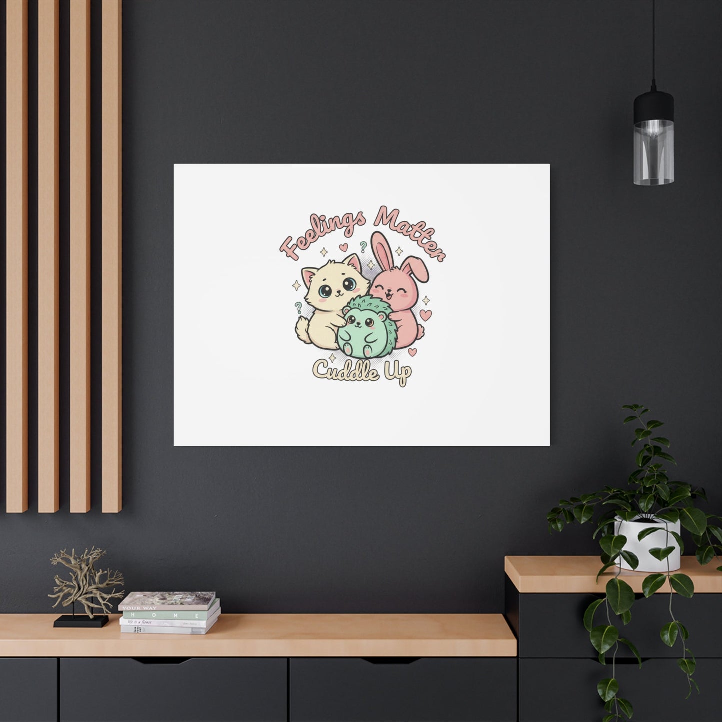 Feelings Matter Cuddle Up Canvas | Tiny Animals, Emotive Cute Animal Art - AKYCO
