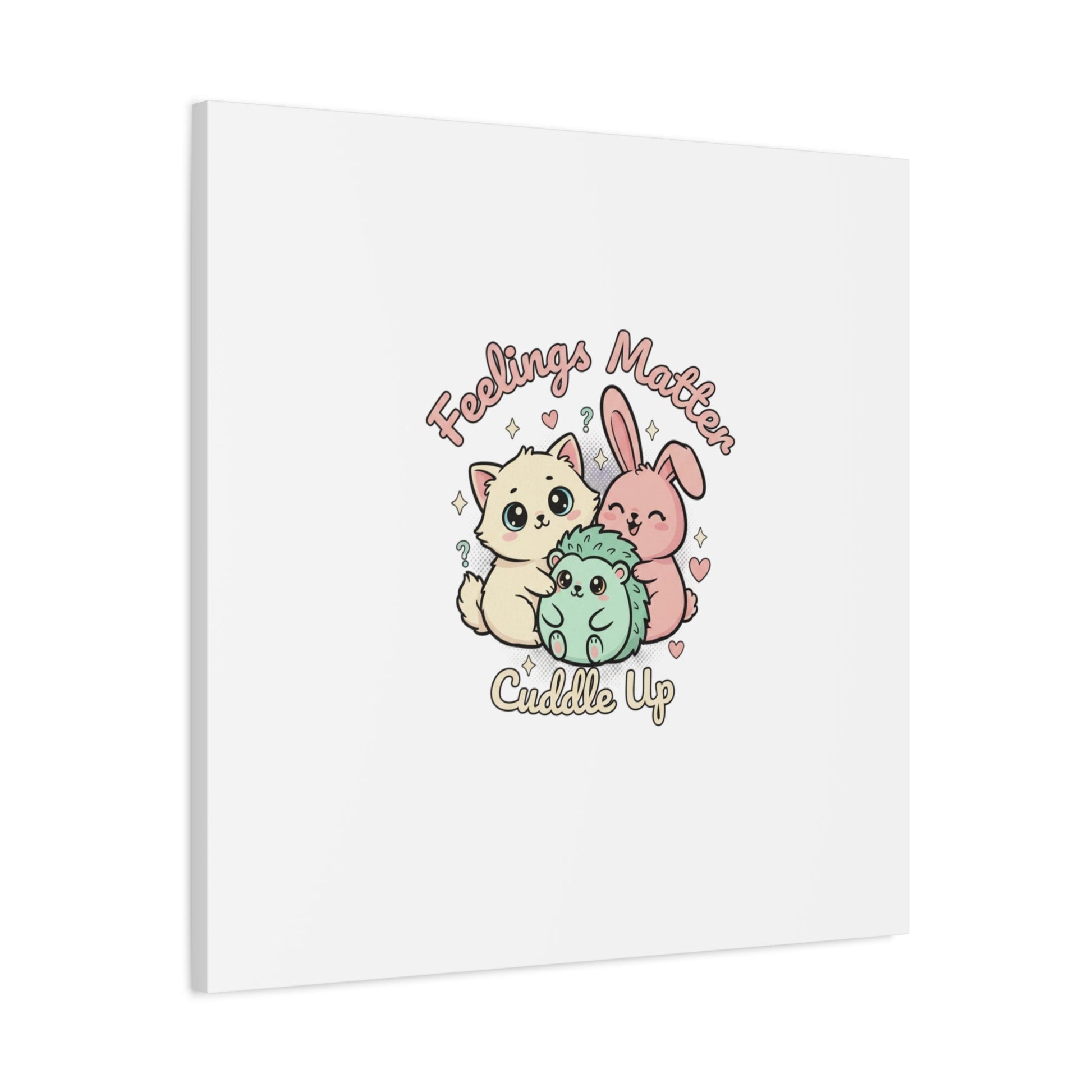 Feelings Matter Cuddle Up Canvas | Tiny Animals, Emotive Cute Animal Art - AKYCO