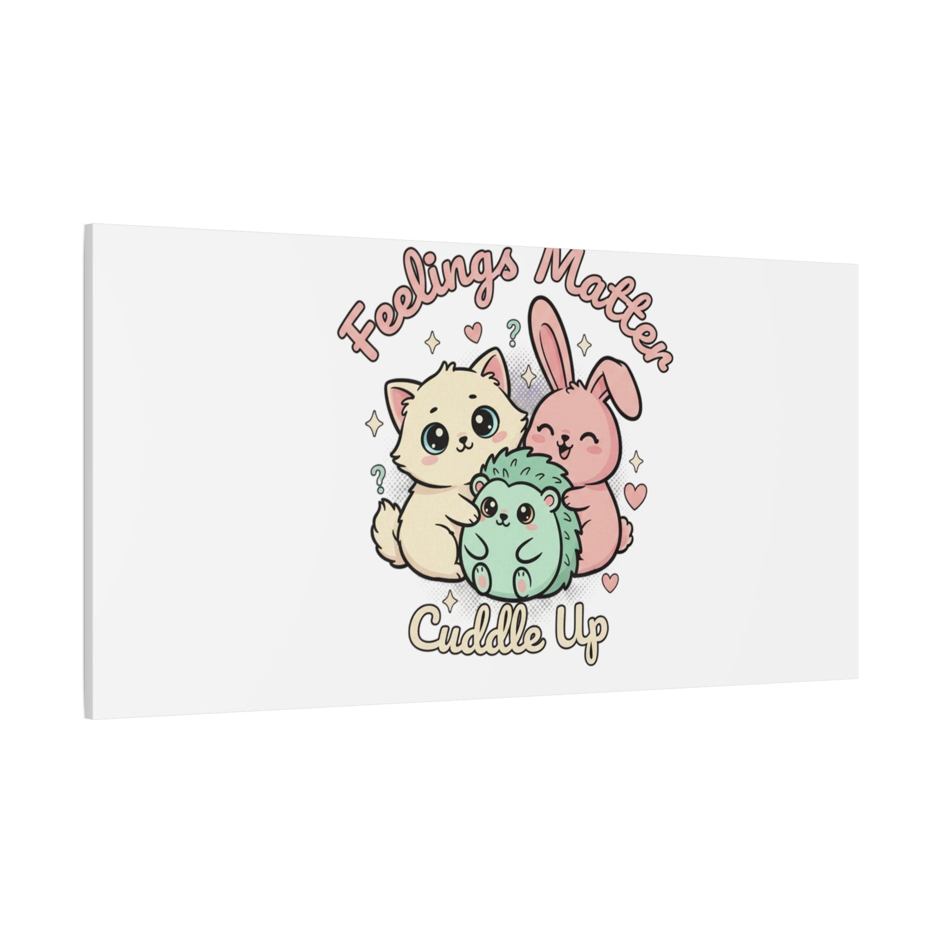Feelings Matter Cuddle Up Canvas | Tiny Animals, Emotive Cute Animal Art - AKYCO