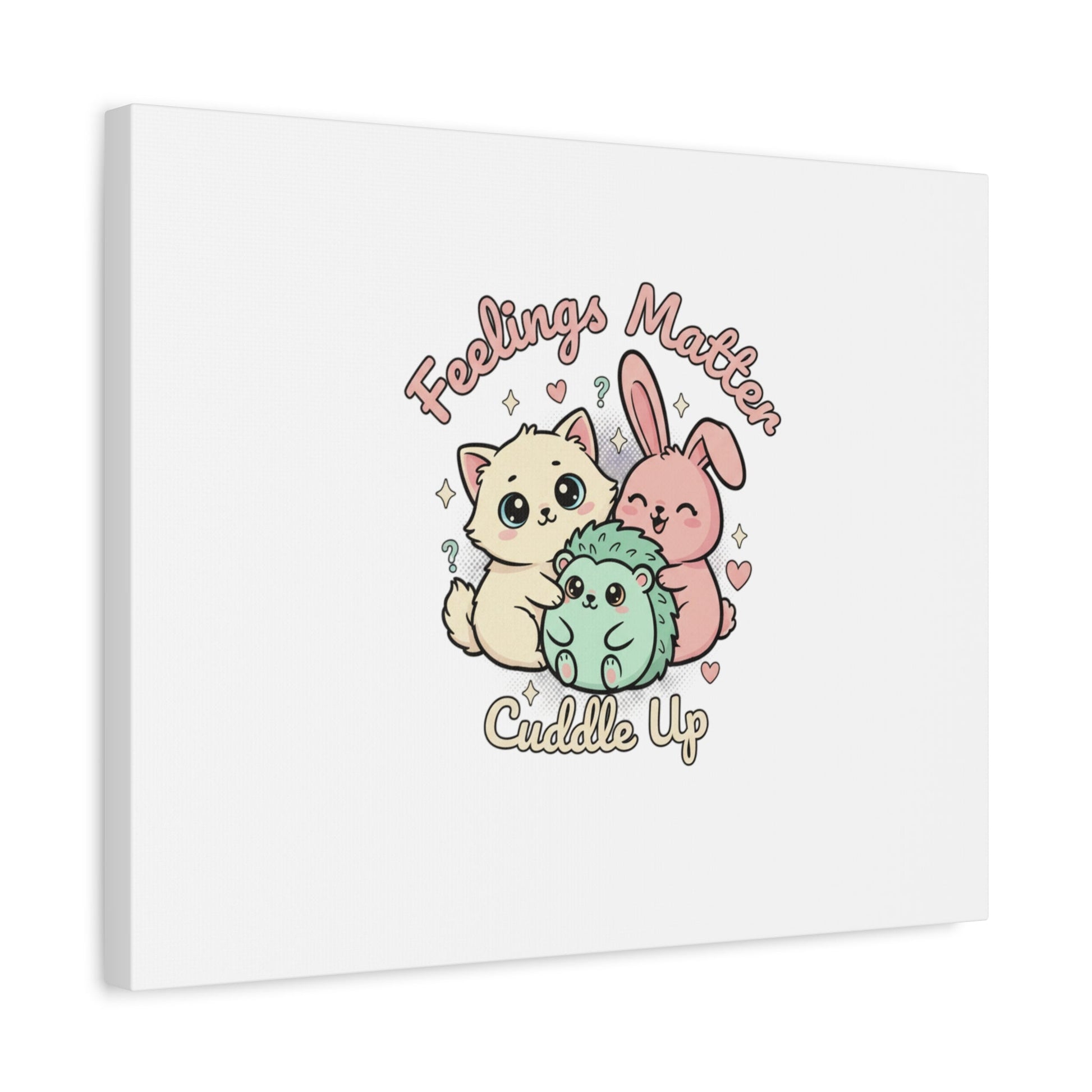 Feelings Matter Cuddle Up Canvas | Tiny Animals, Emotive Cute Animal Art - AKYCO