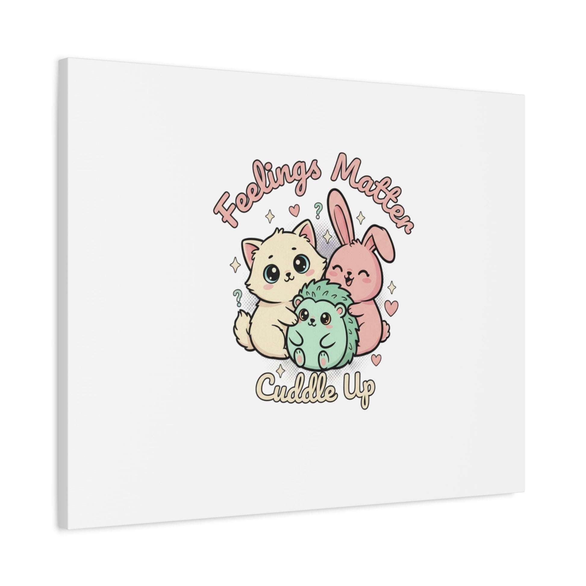 Feelings Matter Cuddle Up Canvas | Tiny Animals, Emotive Cute Animal Art - AKYCO
