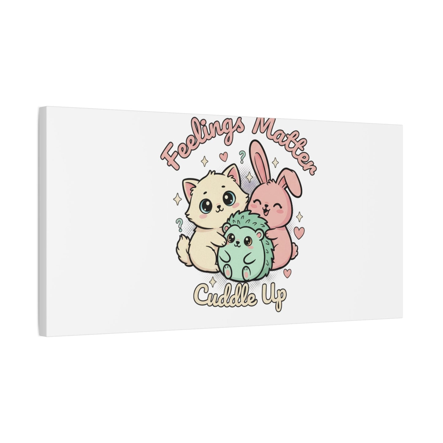 Feelings Matter Cuddle Up Canvas | Tiny Animals, Emotive Cute Animal Art - AKYCO