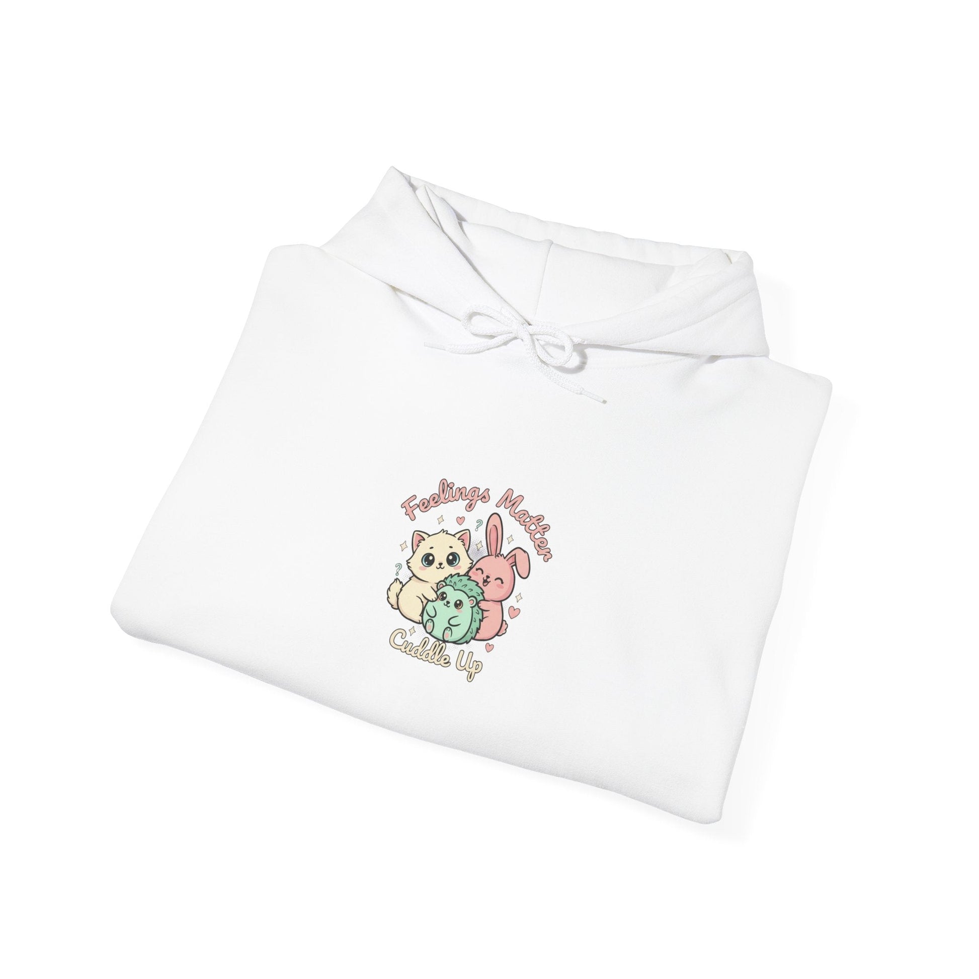 Felpa con Cappuccio Kawaii "Tiny Animals, Big Feelings" – Animaletti Emotivi Pastello - AKYCO