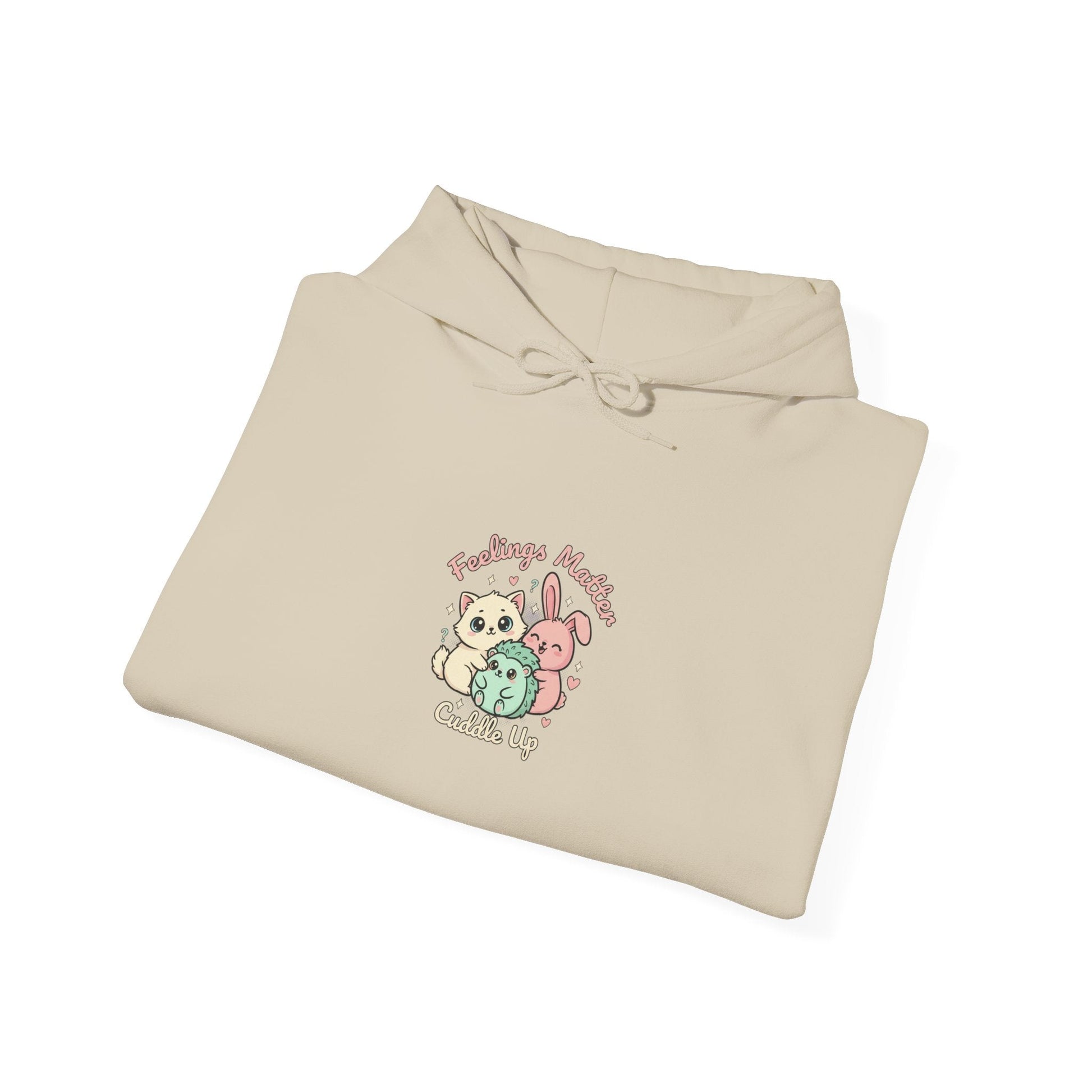 Felpa con Cappuccio Kawaii "Tiny Animals, Big Feelings" – Animaletti Emotivi Pastello - AKYCO
