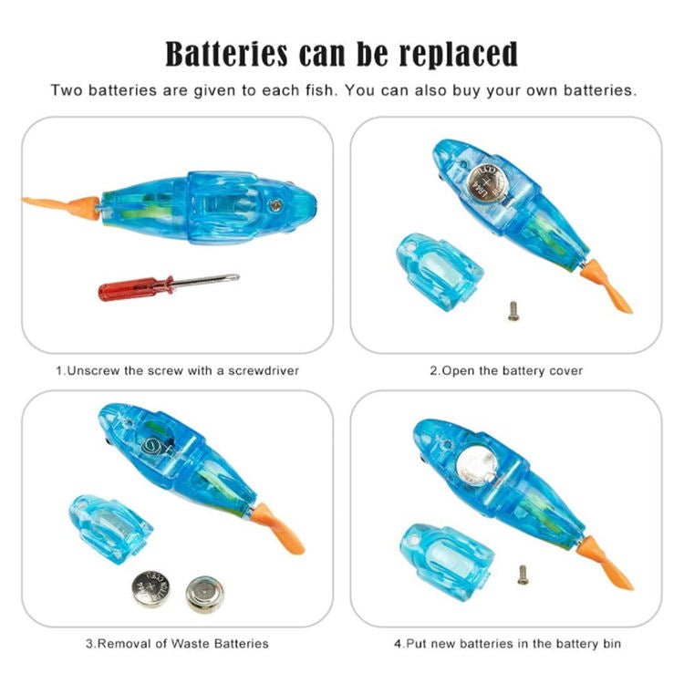 Giocattolo elettronico luminoso elettrico per pesci che nuotano, pesce robot, giocattolo per il bagnetto dei bambini - Aky & Co.