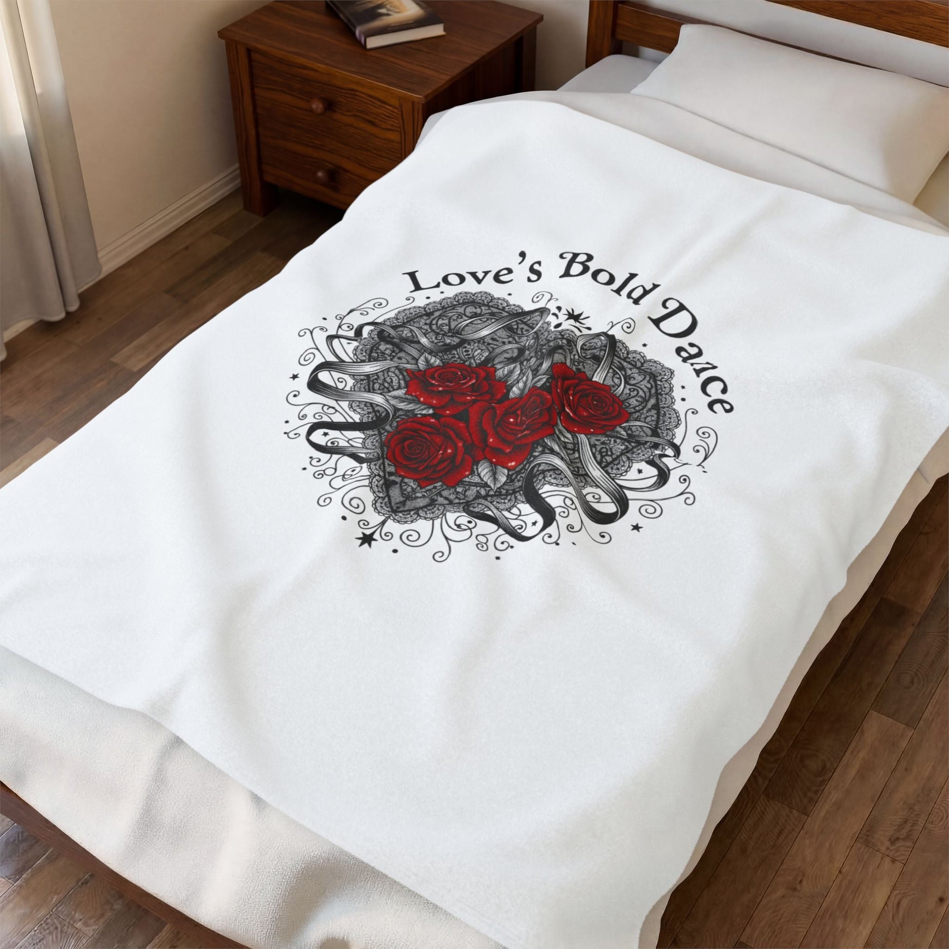 Gothic Romance Heart Rose Illustration Blanket | 80s Nostalgia, New Romantic - AKYCO