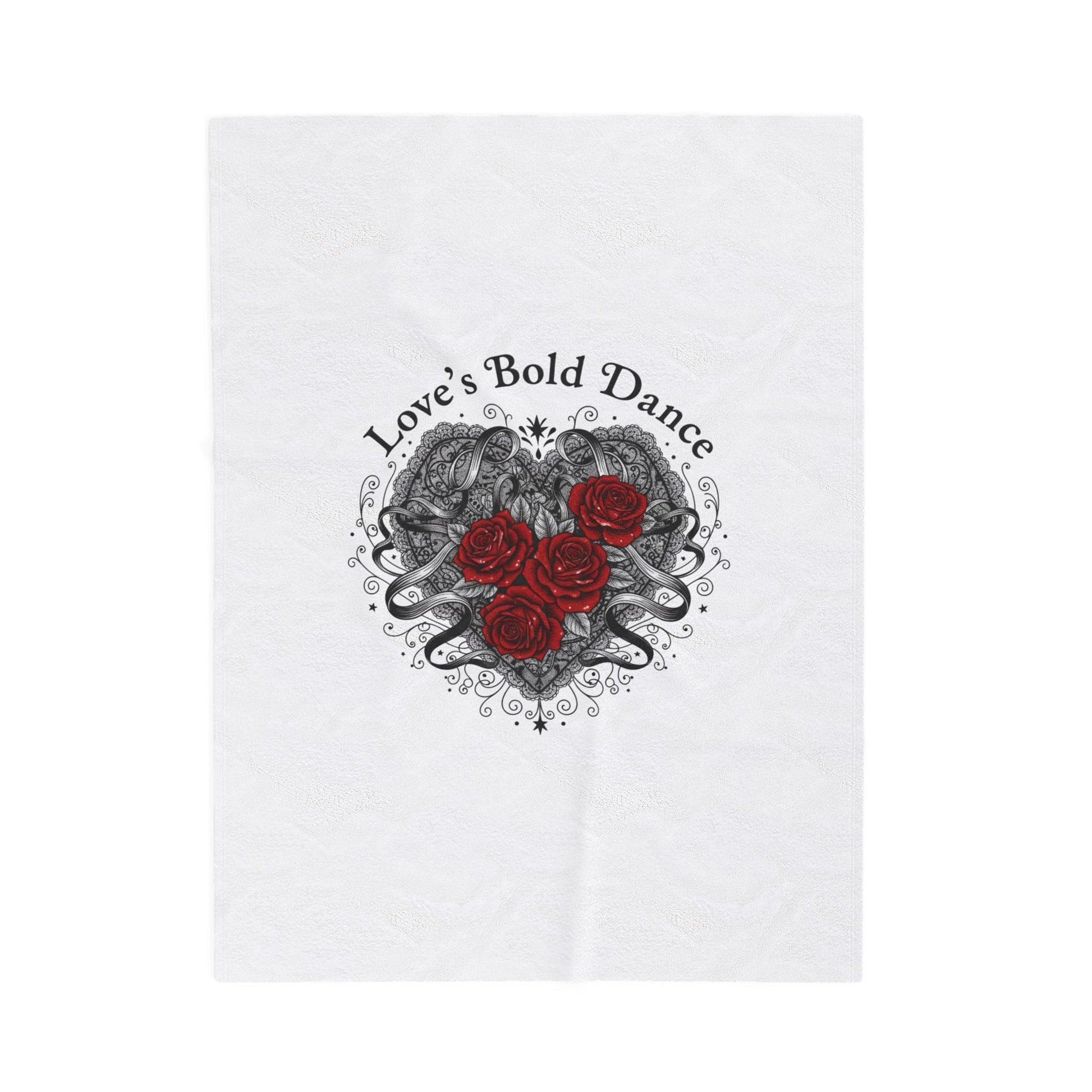 Gothic Romance Heart Rose Illustration Blanket | 80s Nostalgia, New Romantic - AKYCO