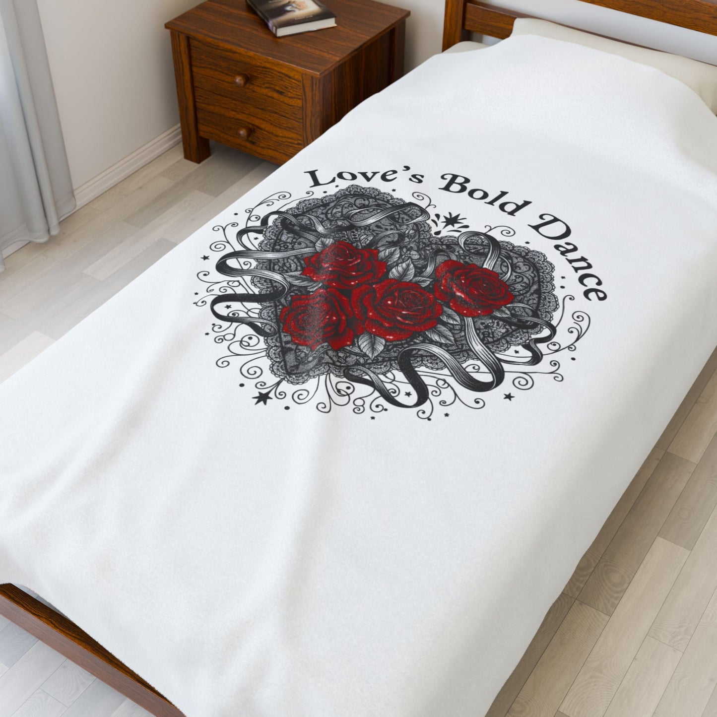 Gothic Romance Heart Rose Illustration Blanket | 80s Nostalgia, New Romantic - AKYCO