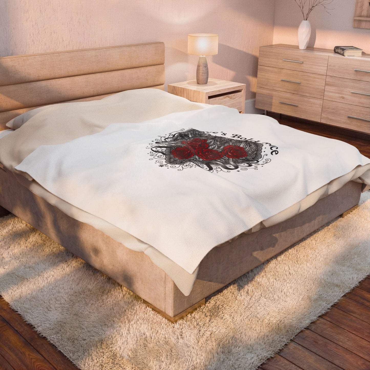Gothic Romance Heart Rose Illustration Blanket | 80s Nostalgia, New Romantic - AKYCO