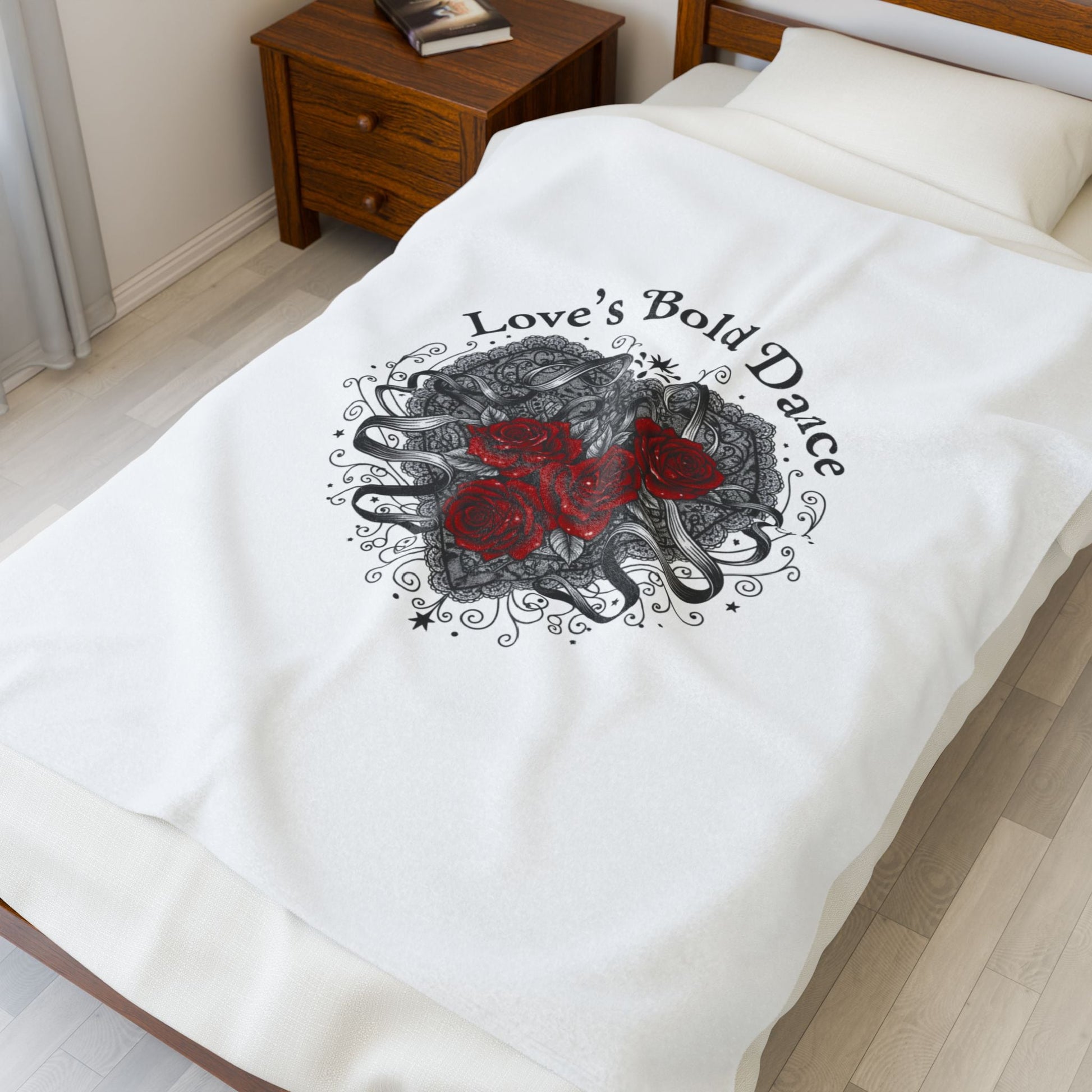 Gothic Romance Heart Rose Illustration Blanket | 80s Nostalgia, New Romantic - AKYCO