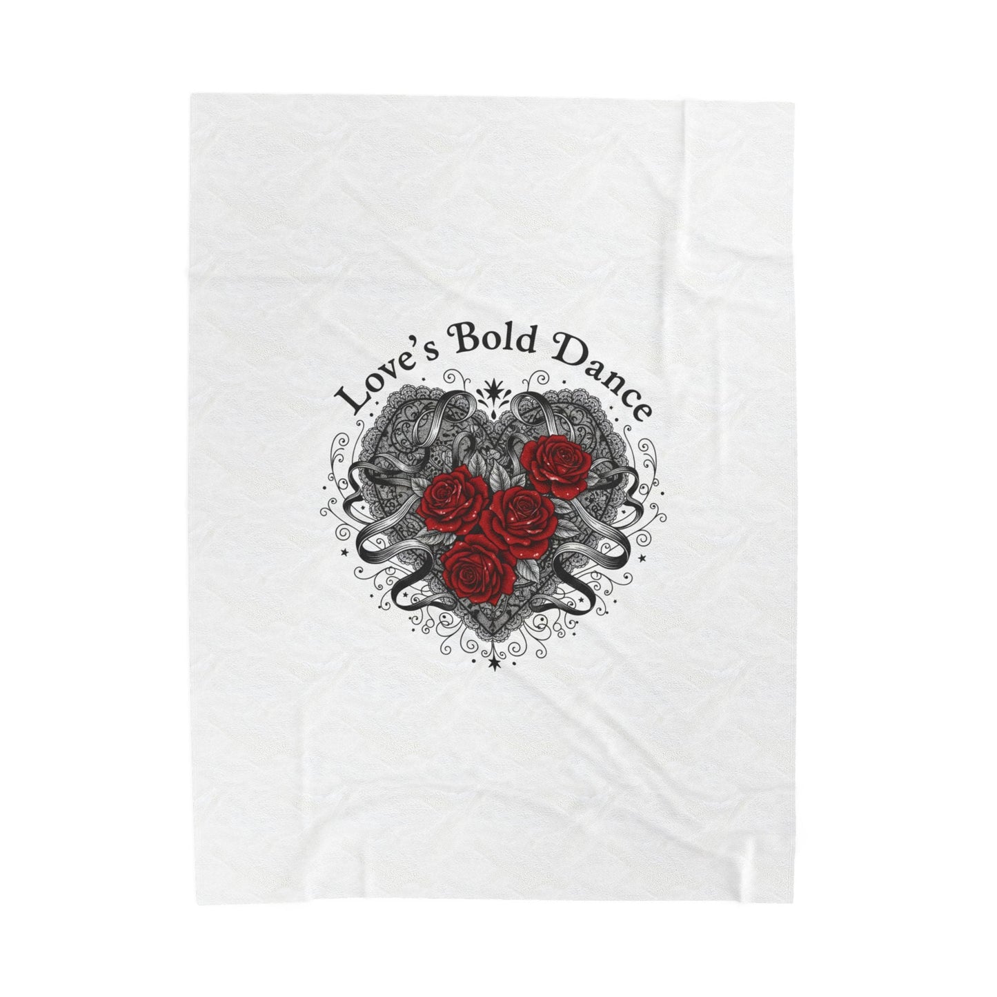 Gothic Romance Heart Rose Illustration Blanket | 80s Nostalgia, New Romantic - AKYCO