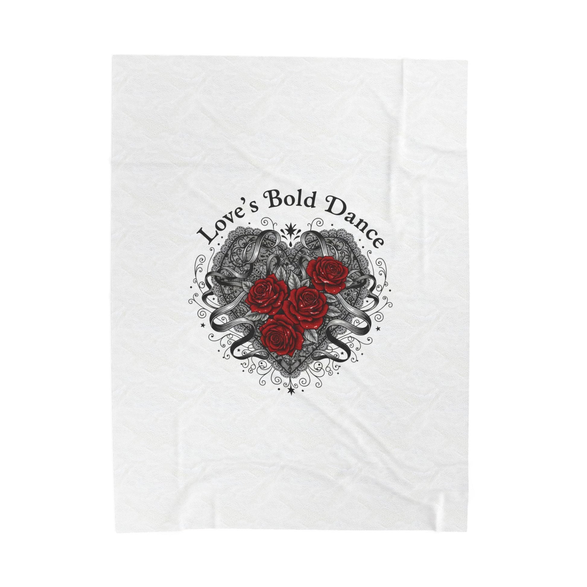 Gothic Romance Heart Rose Illustration Blanket | 80s Nostalgia, New Romantic - AKYCO