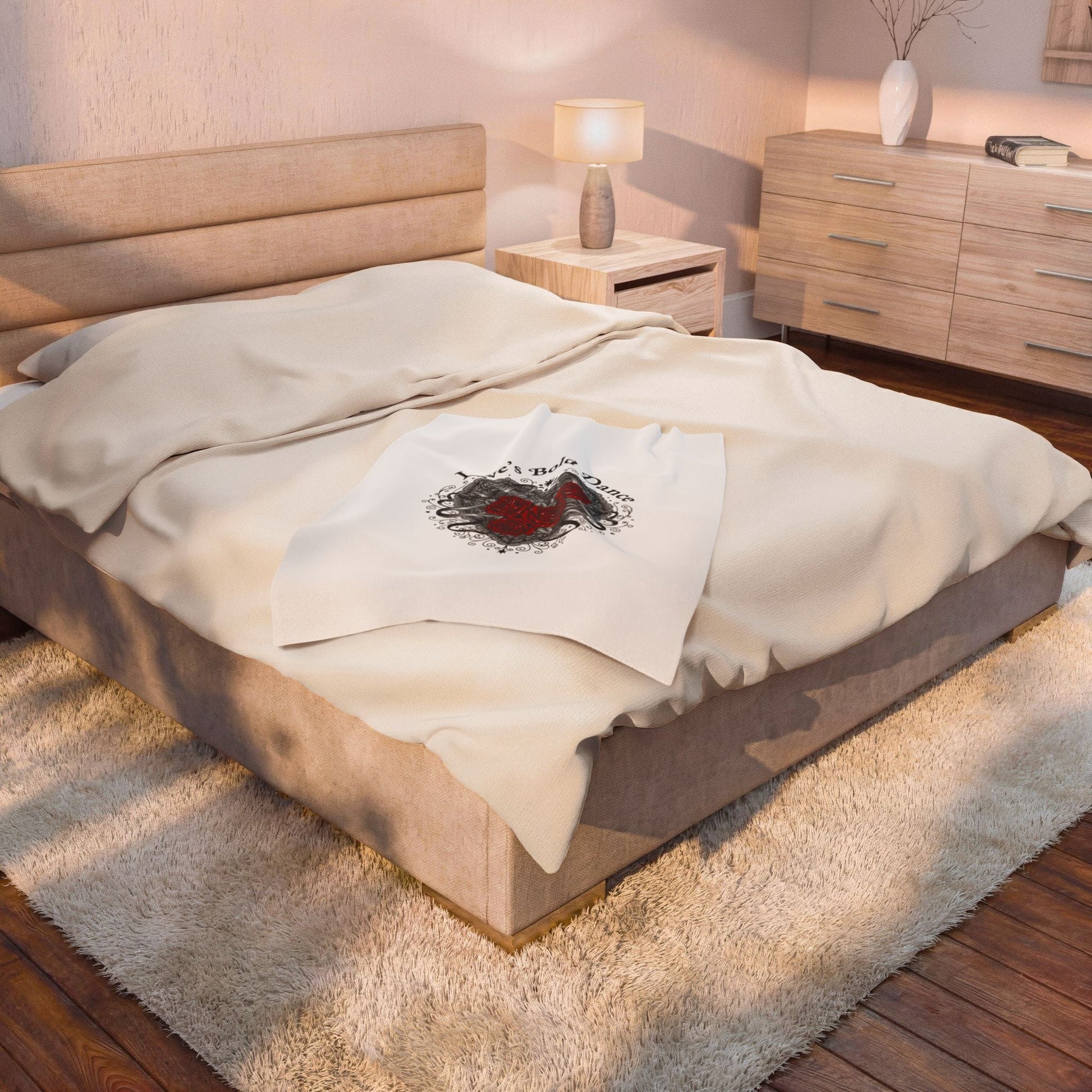 Gothic Romance Heart Rose Illustration Blanket | 80s Nostalgia, New Romantic - AKYCO