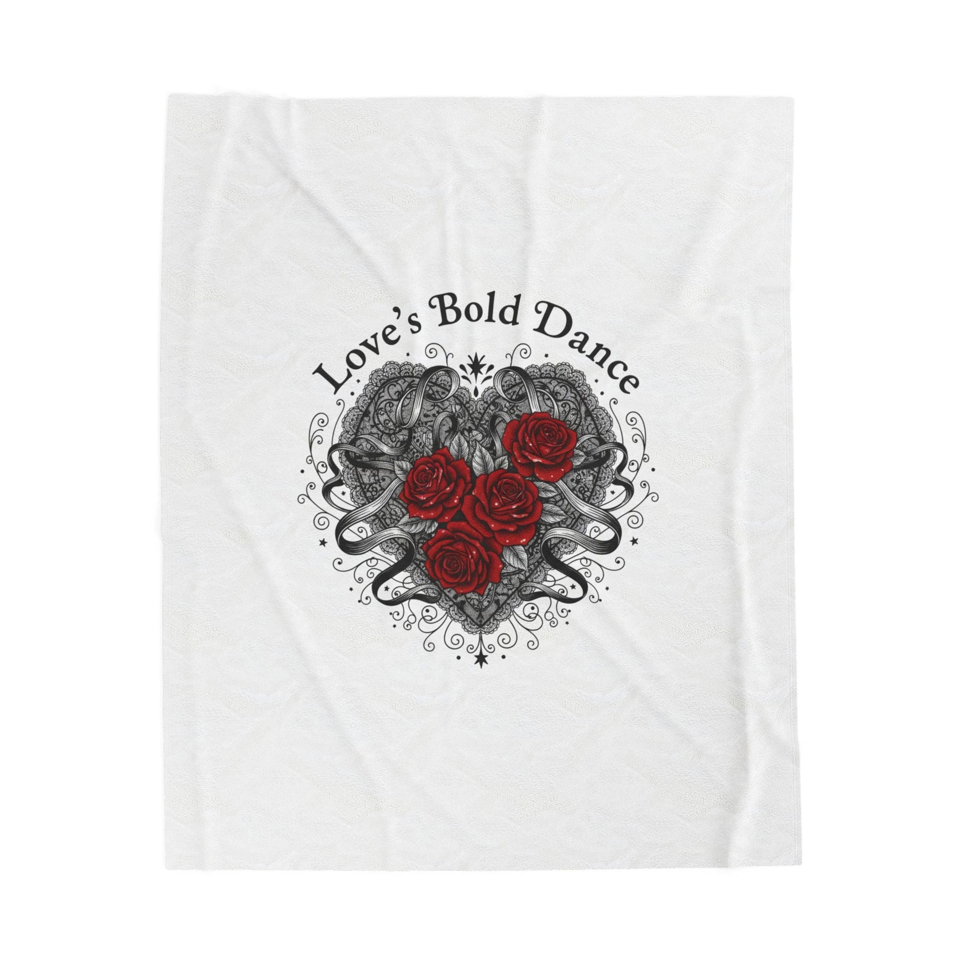 Gothic Romance Heart Rose Illustration Blanket | 80s Nostalgia, New Romantic - AKYCO