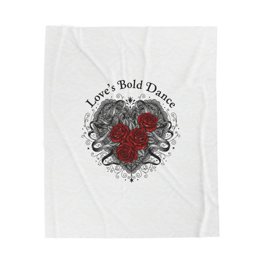 Gothic Romance Heart Rose Illustration Blanket | 80s Nostalgia, New Romantic - AKYCO