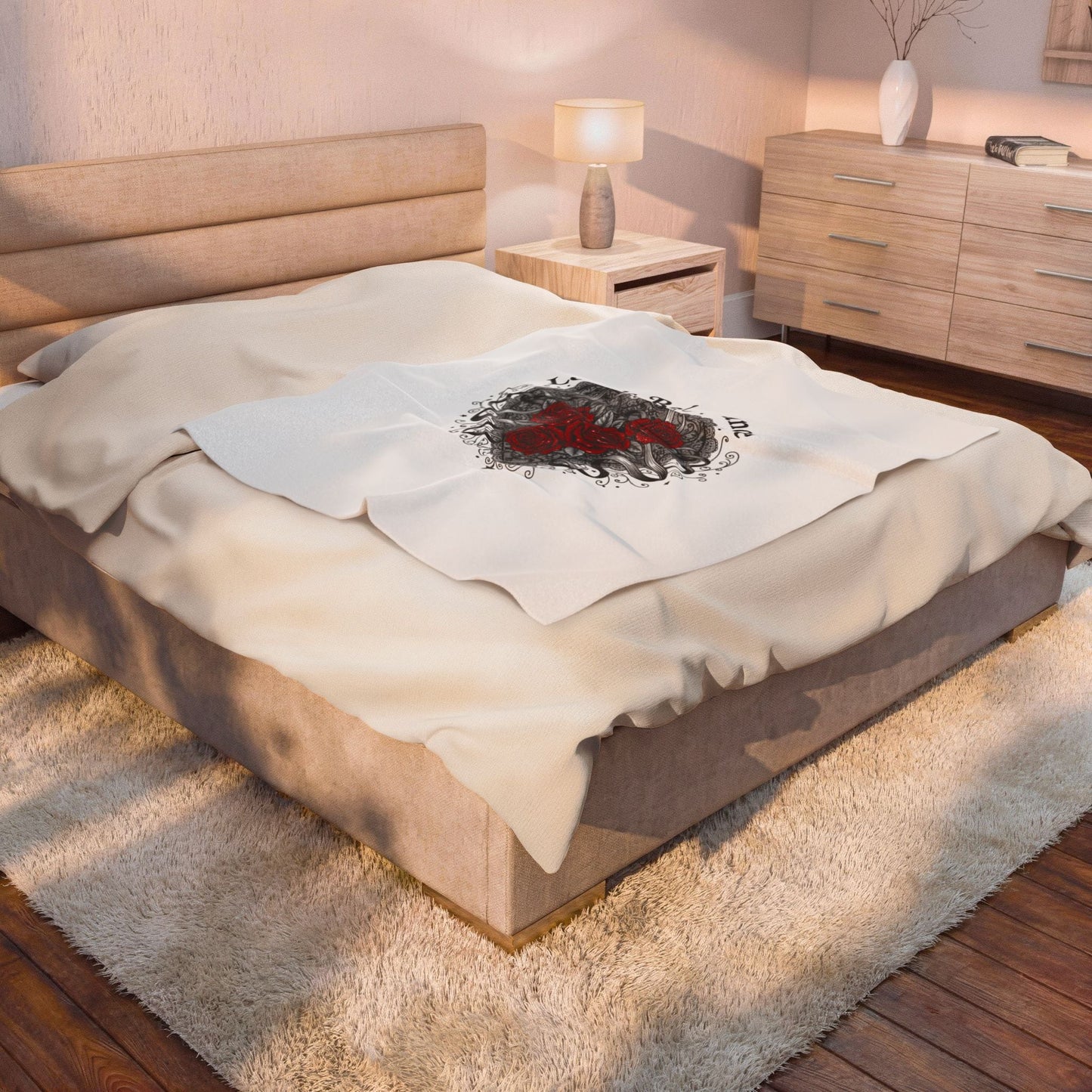 Gothic Romance Heart Rose Illustration Blanket | 80s Nostalgia, New Romantic - AKYCO