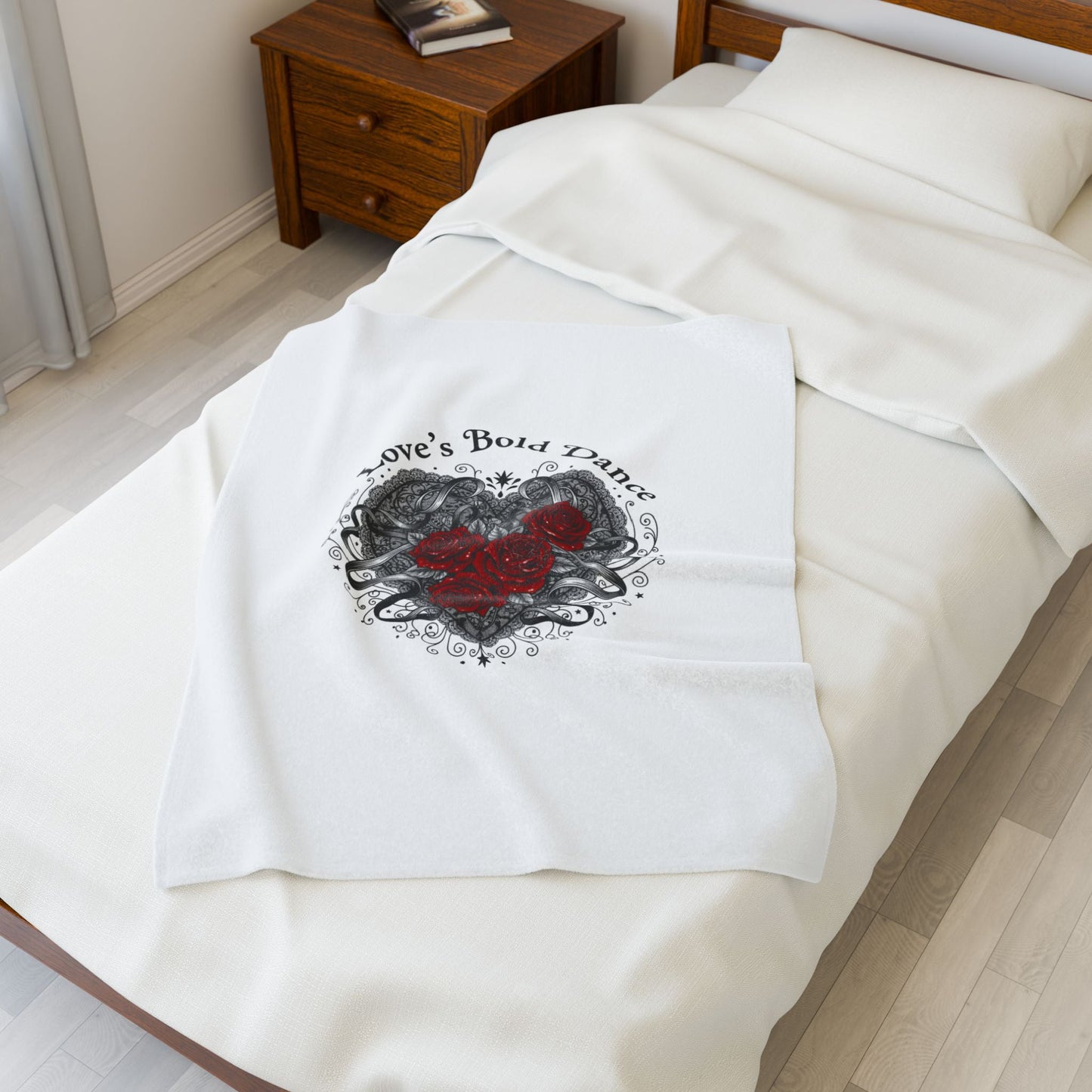 Gothic Romance Heart Rose Illustration Blanket | 80s Nostalgia, New Romantic - AKYCO