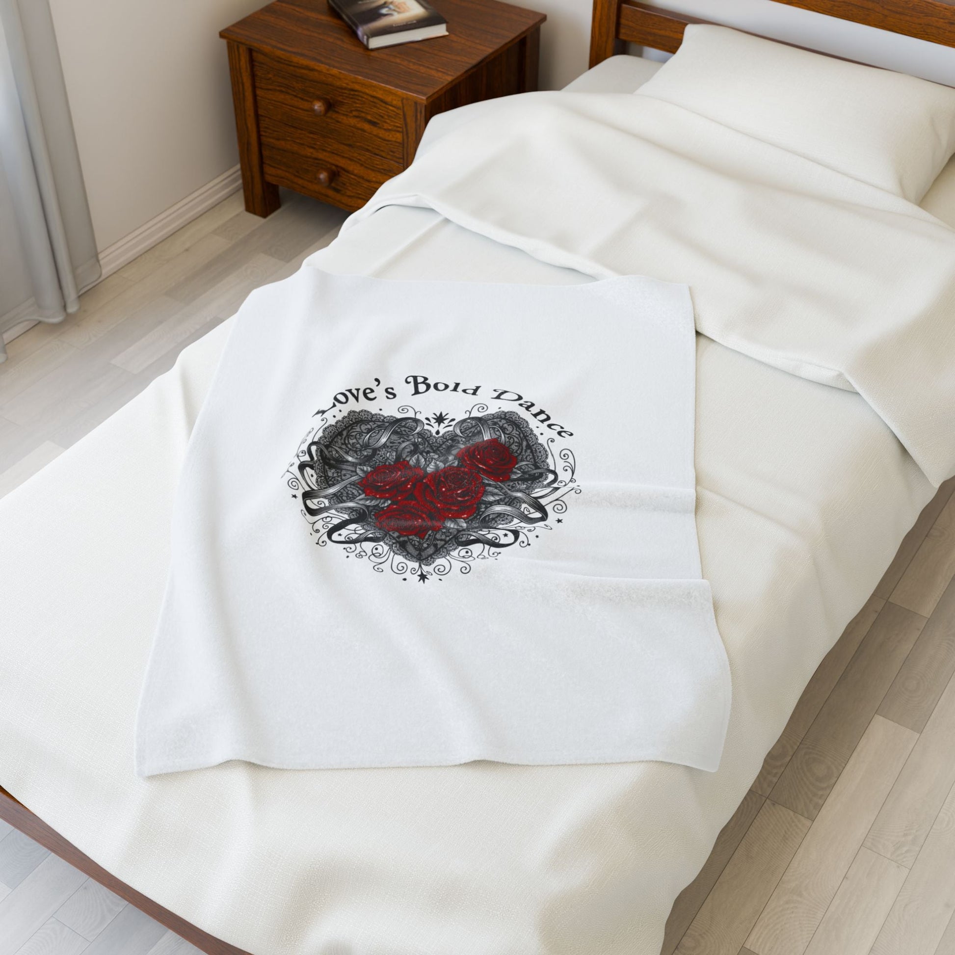 Gothic Romance Heart Rose Illustration Blanket | 80s Nostalgia, New Romantic - AKYCO