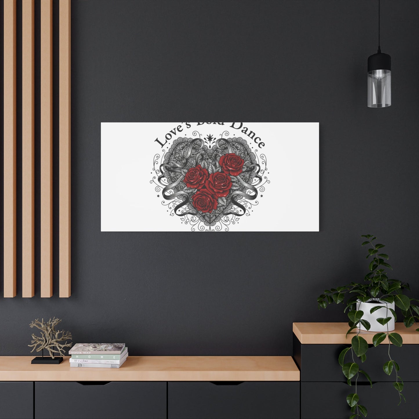 Gothic Romance Heart Roses Canvas | Nu Romantic 80s Nostalgia, Valentine Punk - AKYCO