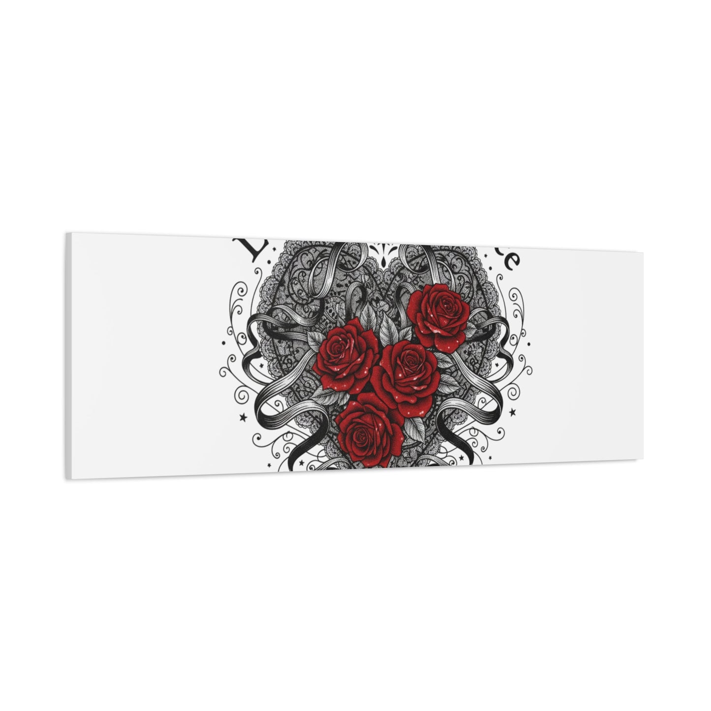 Gothic Romance Heart Roses Canvas | Nu Romantic 80s Nostalgia, Valentine Punk - AKYCO