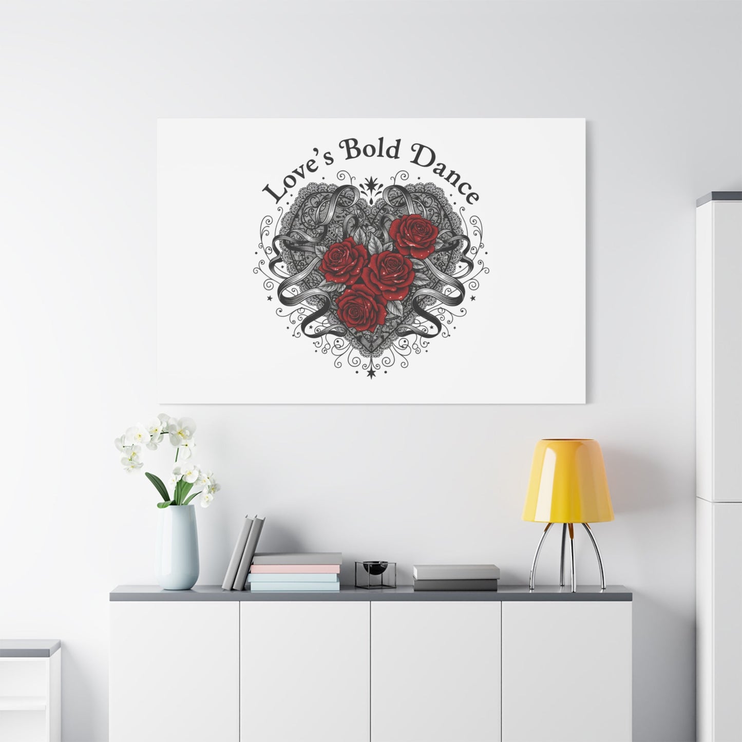 Gothic Romance Heart Roses Canvas | Nu Romantic 80s Nostalgia, Valentine Punk - AKYCO