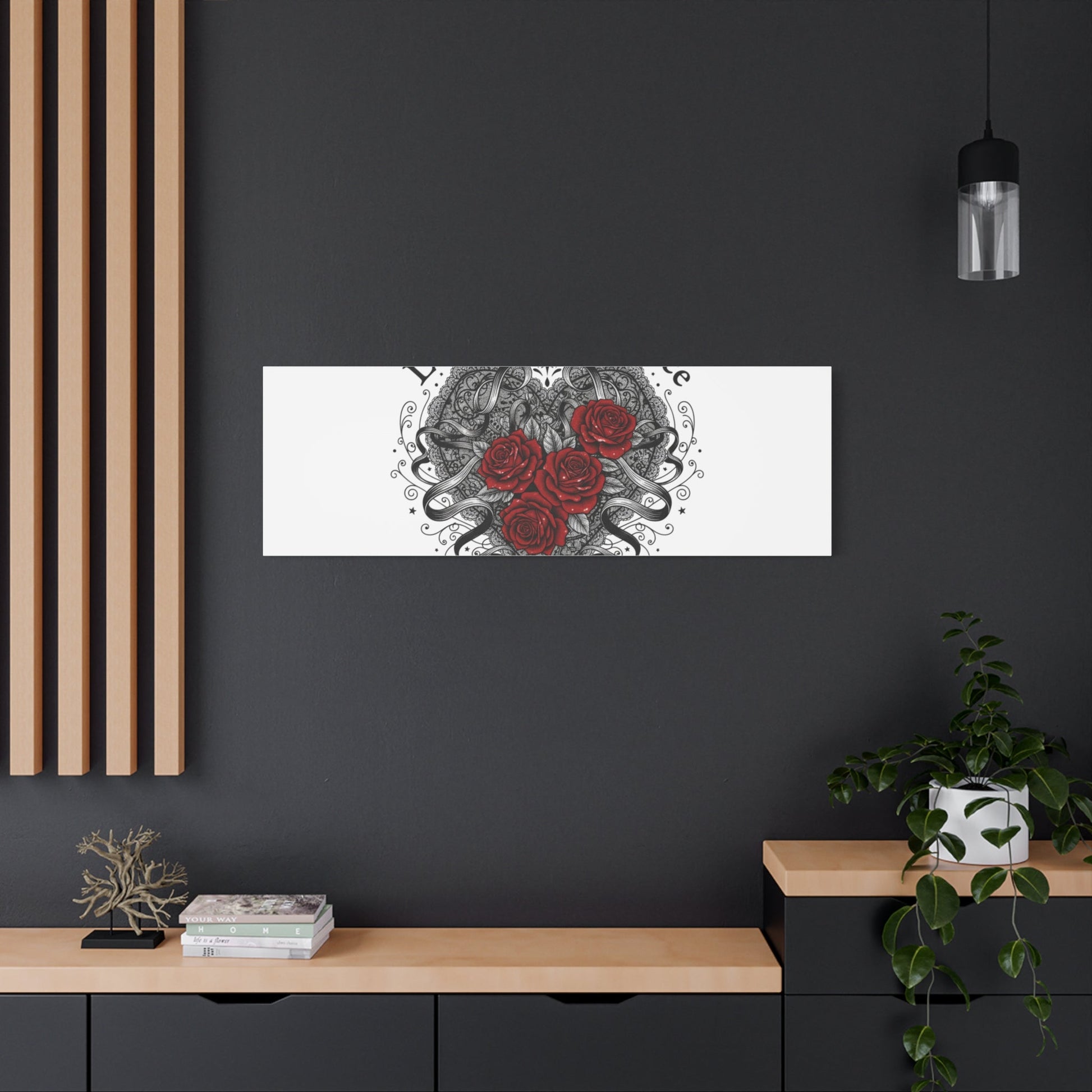 Gothic Romance Heart Roses Canvas | Nu Romantic 80s Nostalgia, Valentine Punk - AKYCO