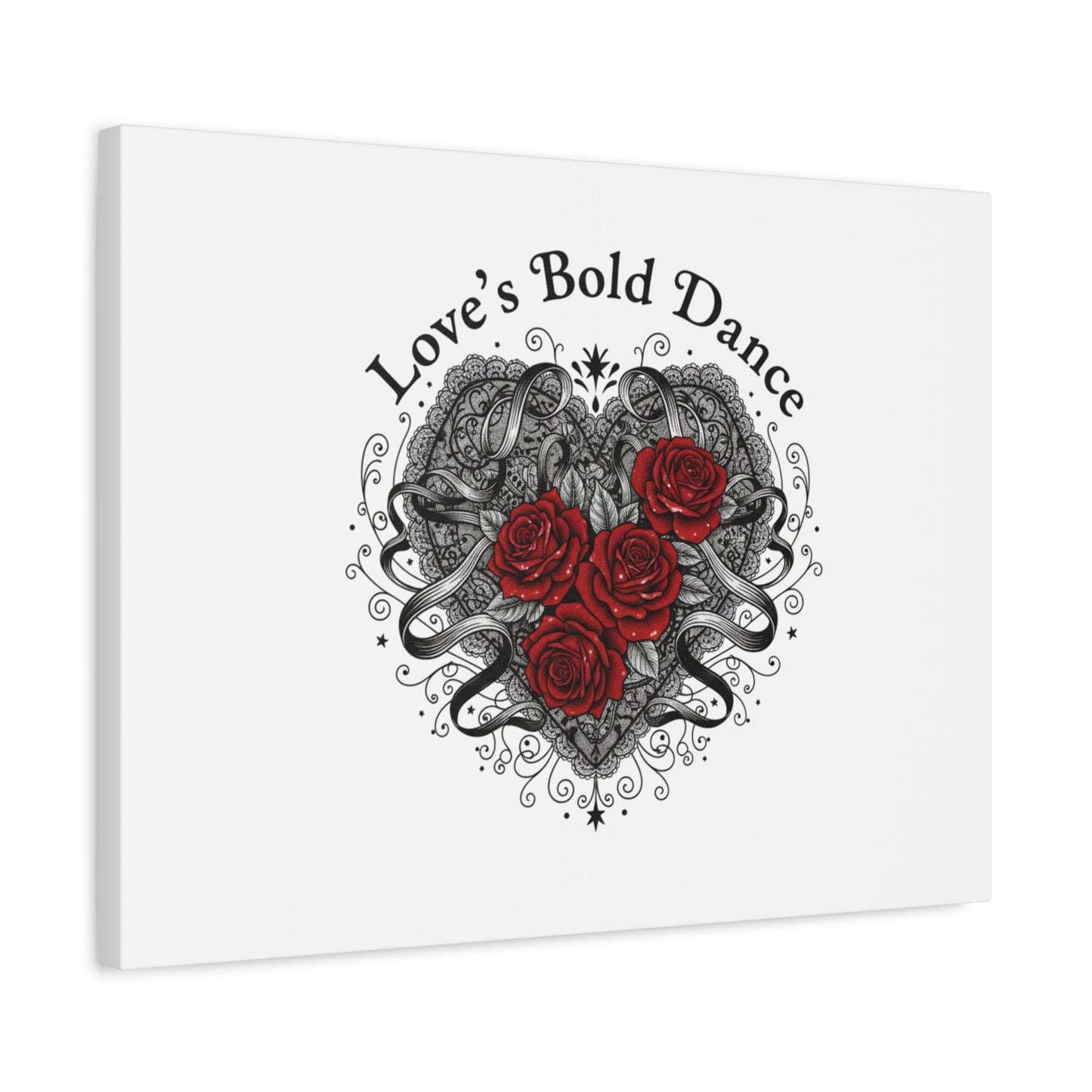 Gothic Romance Heart Roses Canvas | Nu Romantic 80s Nostalgia, Valentine Punk - AKYCO