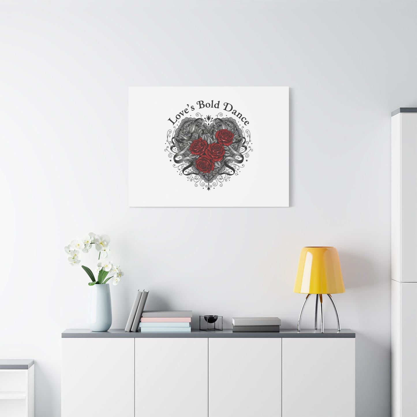Gothic Romance Heart Roses Canvas | Nu Romantic 80s Nostalgia, Valentine Punk - AKYCO