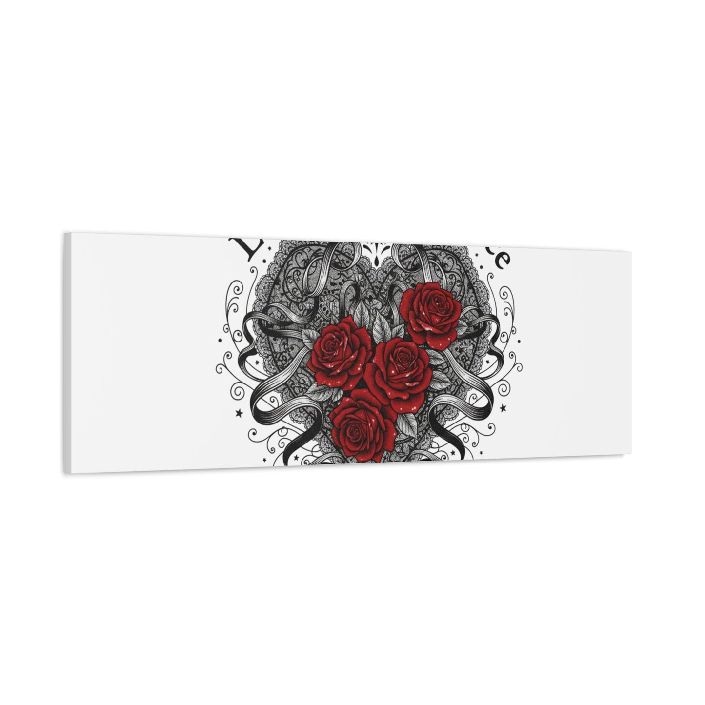 Gothic Romance Heart Roses Canvas | Nu Romantic 80s Nostalgia, Valentine Punk - AKYCO